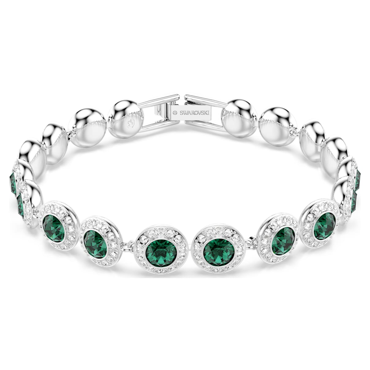 

Angelic bracelet, Round cut, Pavé, Medium, Green, Rhodium plated