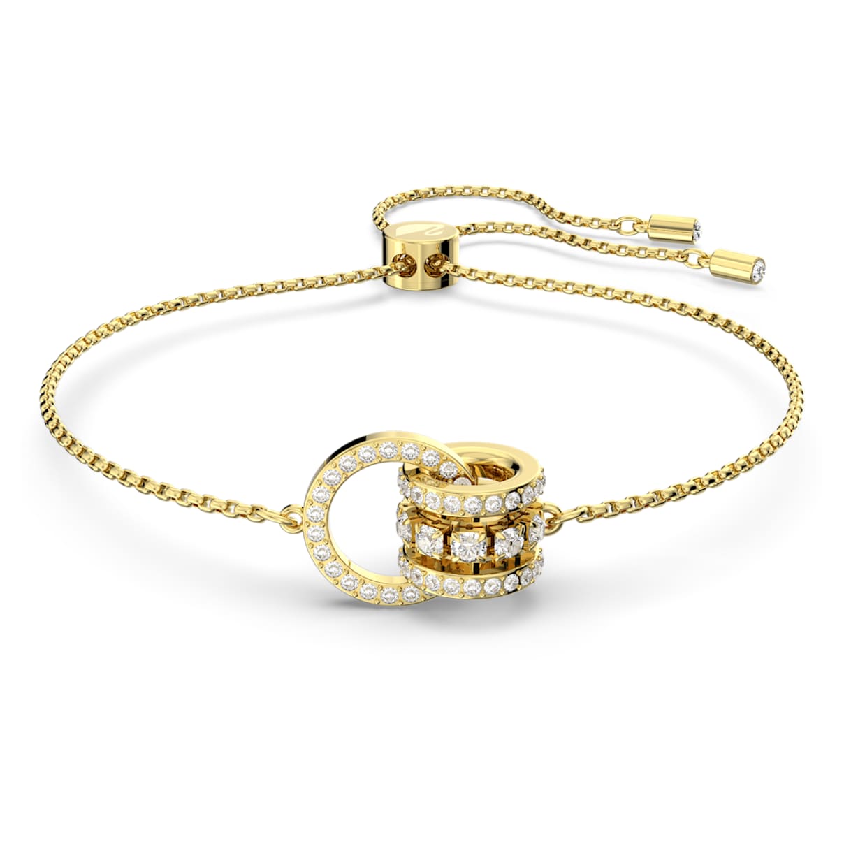

Hyperbola bracelet, Interlocking loop, White, Gold-tone plated