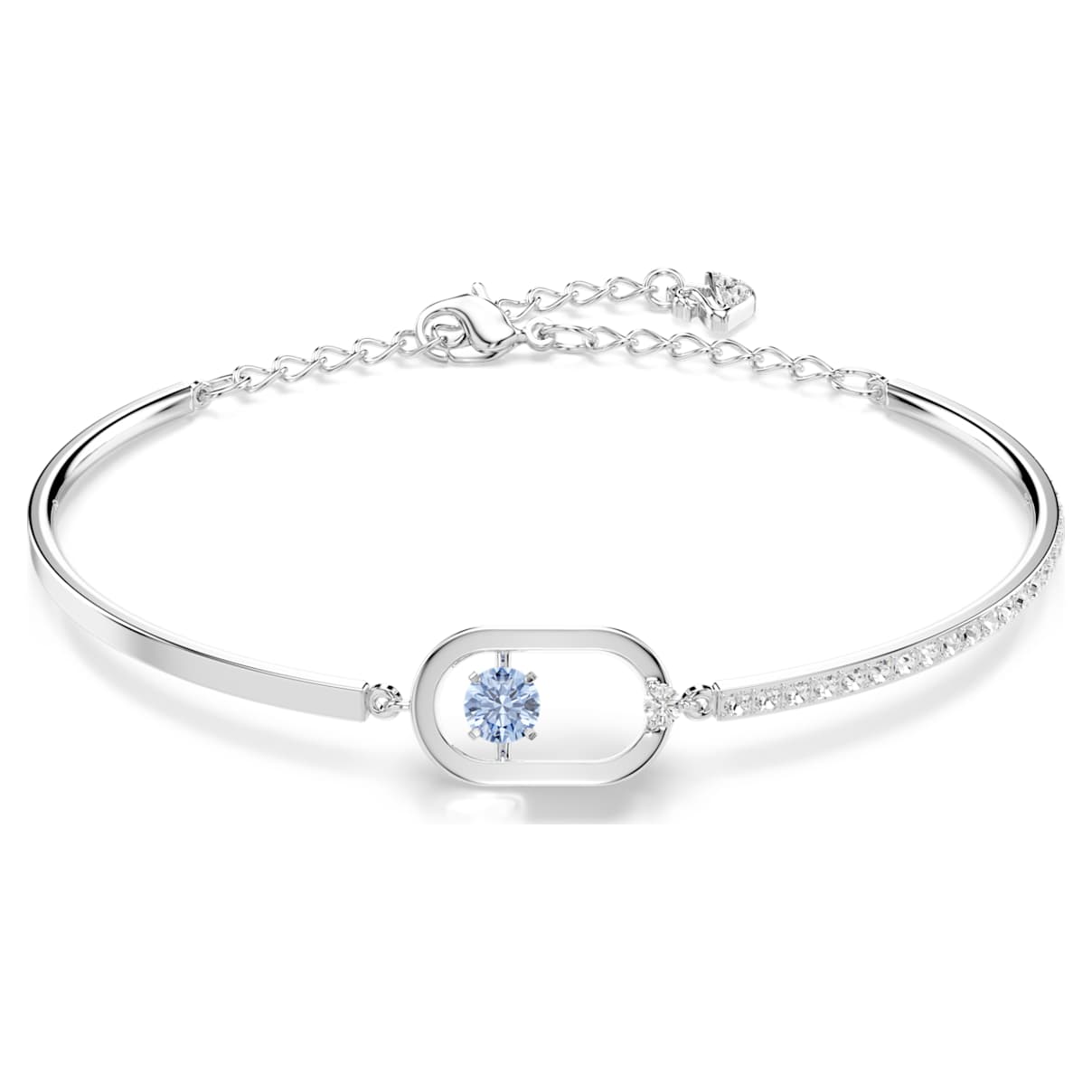 

Pulsera Swarovski Sparkling Dance, Talla redonda, Forma ovalada, Azul, Baño de rodio