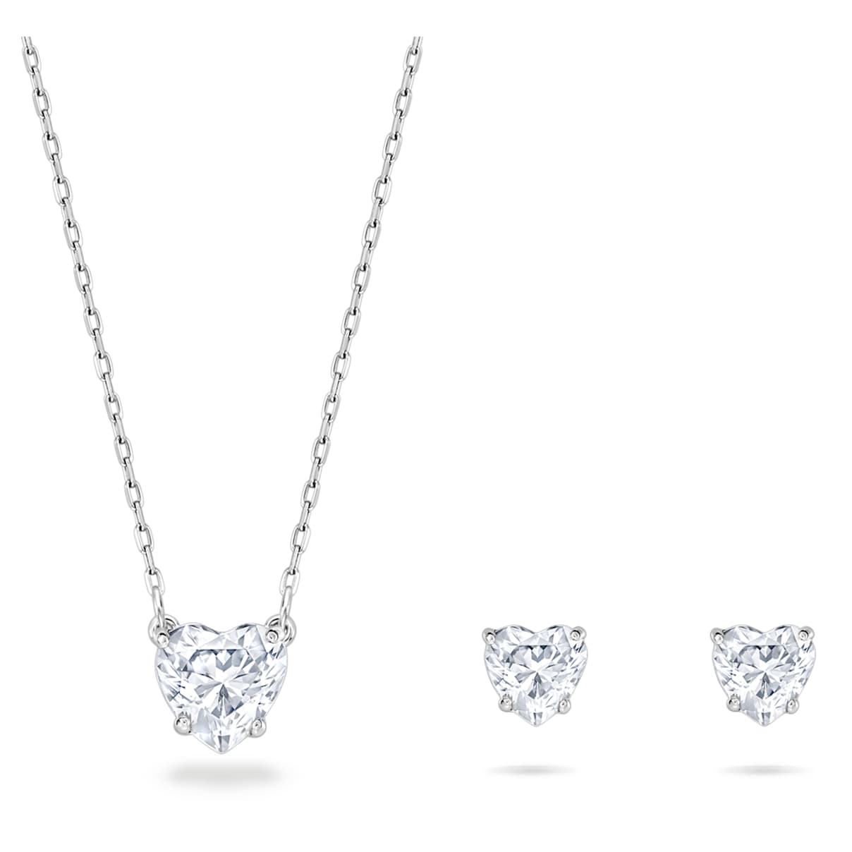 

Stilla Attract set, Heart, White, Rhodium plated