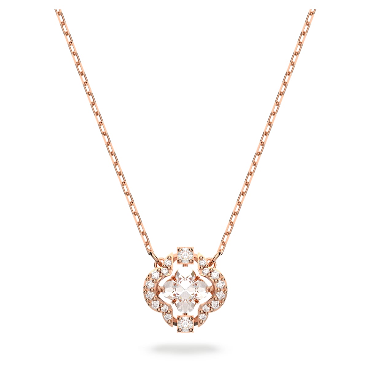 

Swarovski Sparkling Dance necklace, Clover, White, Rose gold-tone plated