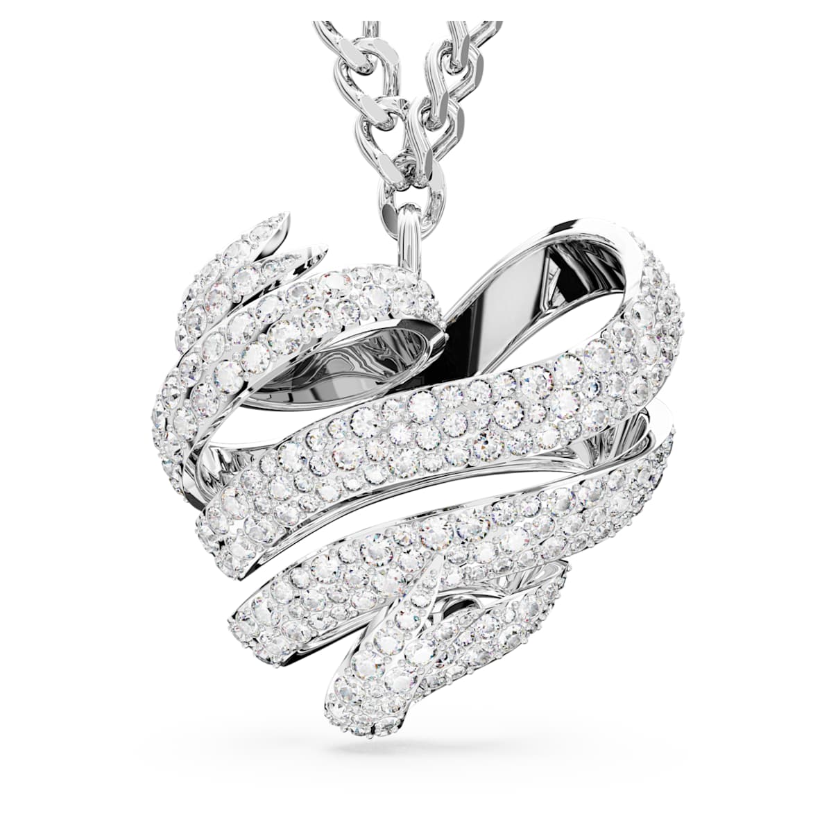 

Hyperbola pendant, Heart, Large, White, Rhodium plated