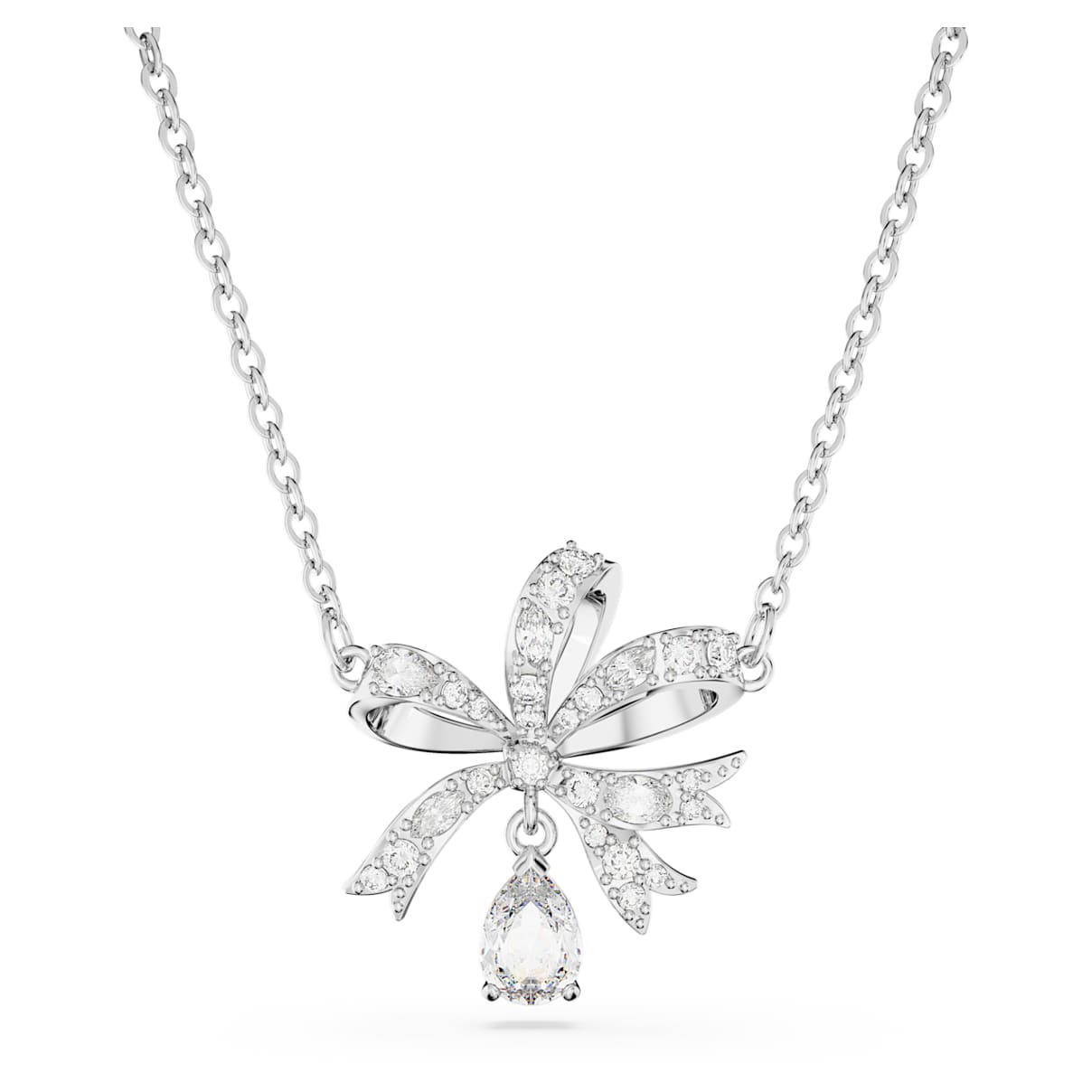 

Volta necklace, Bow, Small, White, Rhodium plated
