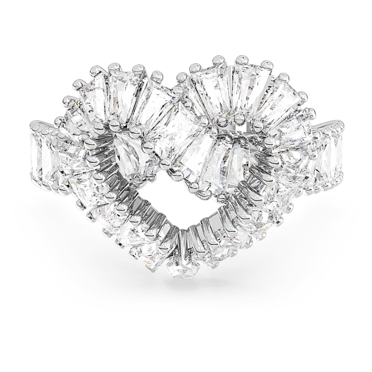 

Matrix ring, Mixed cuts, Heart, White, Rhodium plated
