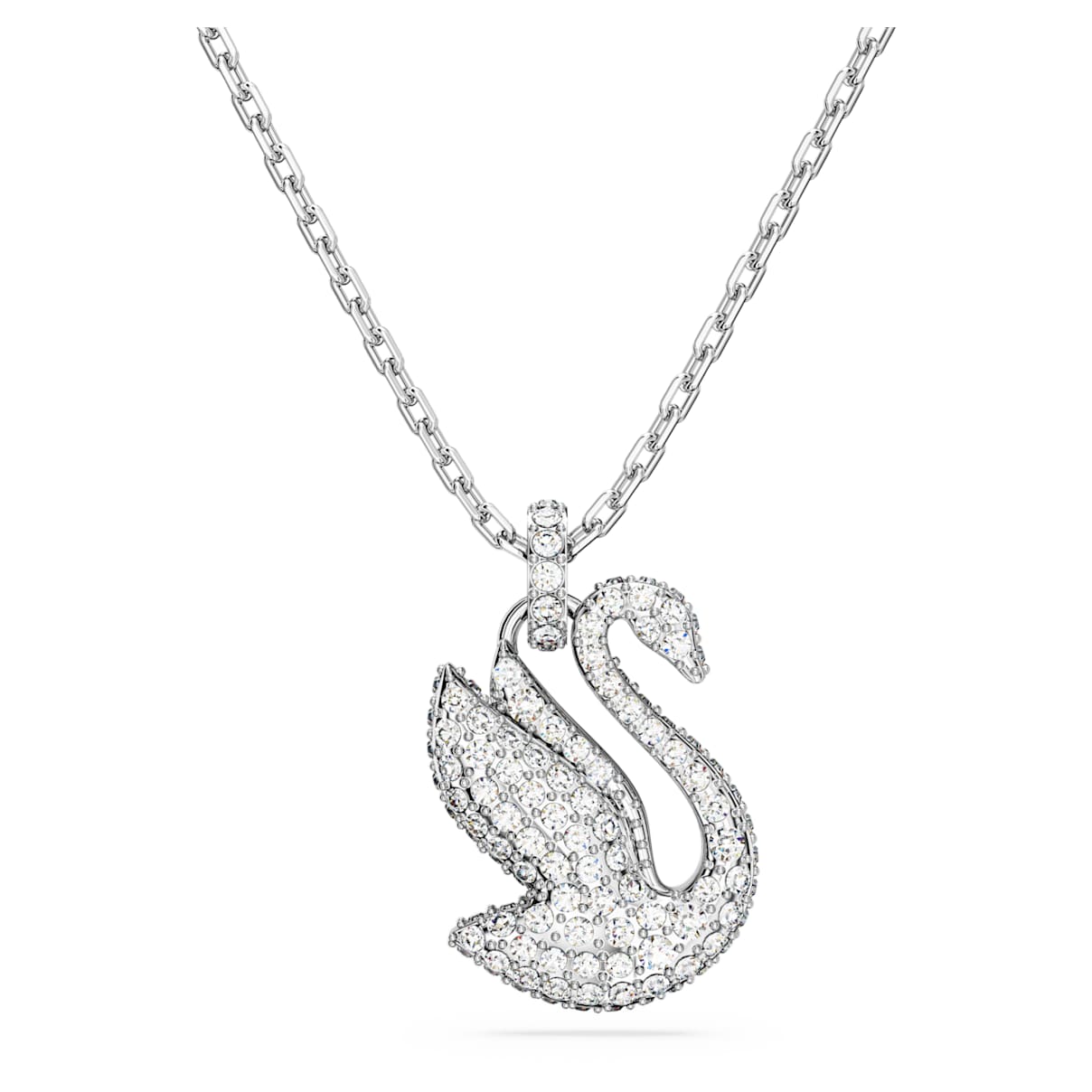 

Swarovski Iconic Swan pendant, Swan, Medium, White, Rhodium plated
