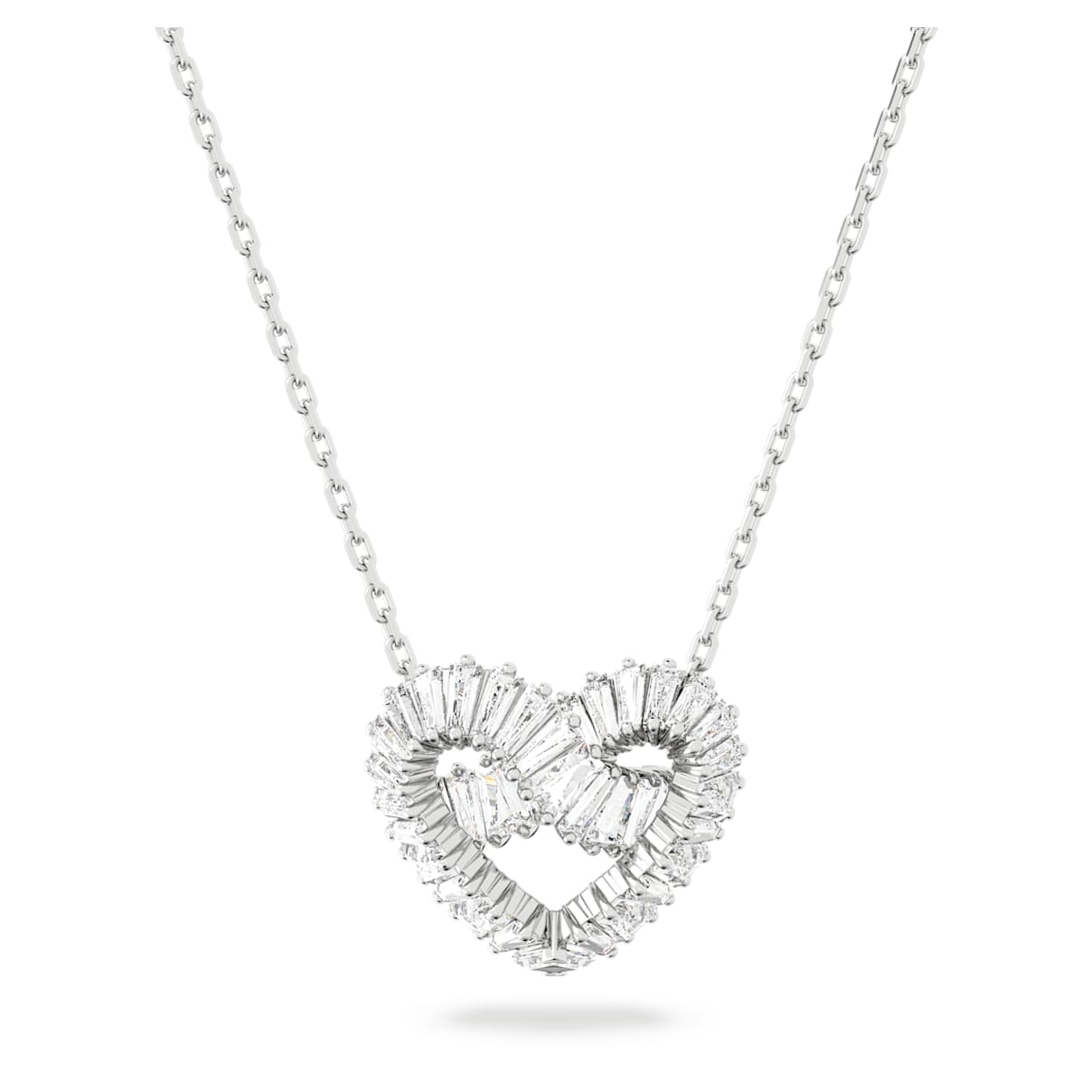 

Matrix pendant, Mixed cuts, Heart, White, Rhodium plated
