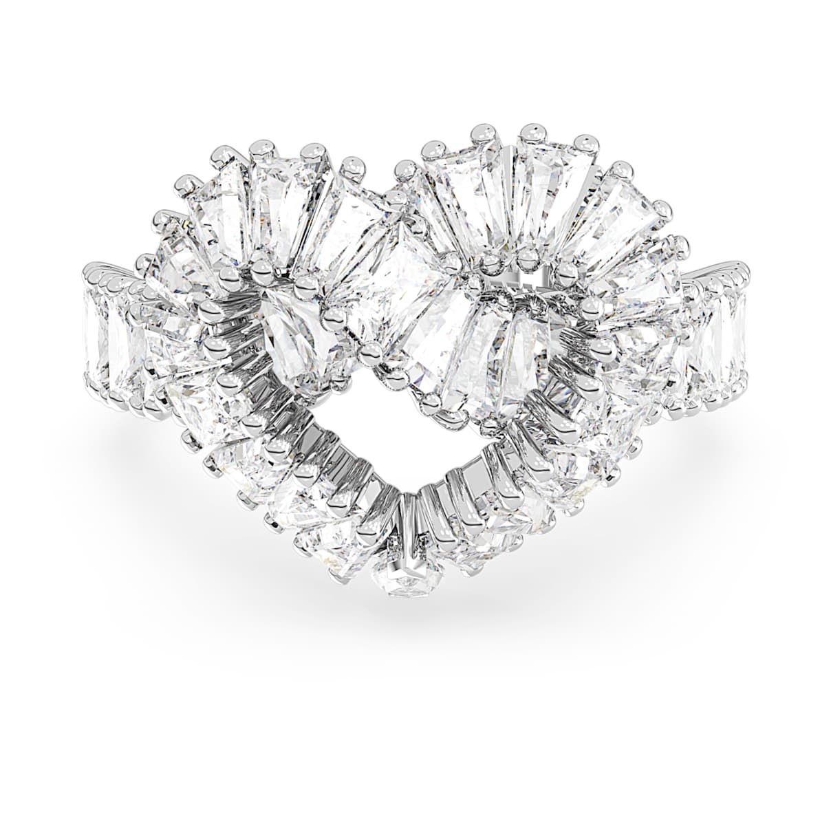 

Matrix ring, Mixed cuts, Heart, White, Rhodium plated