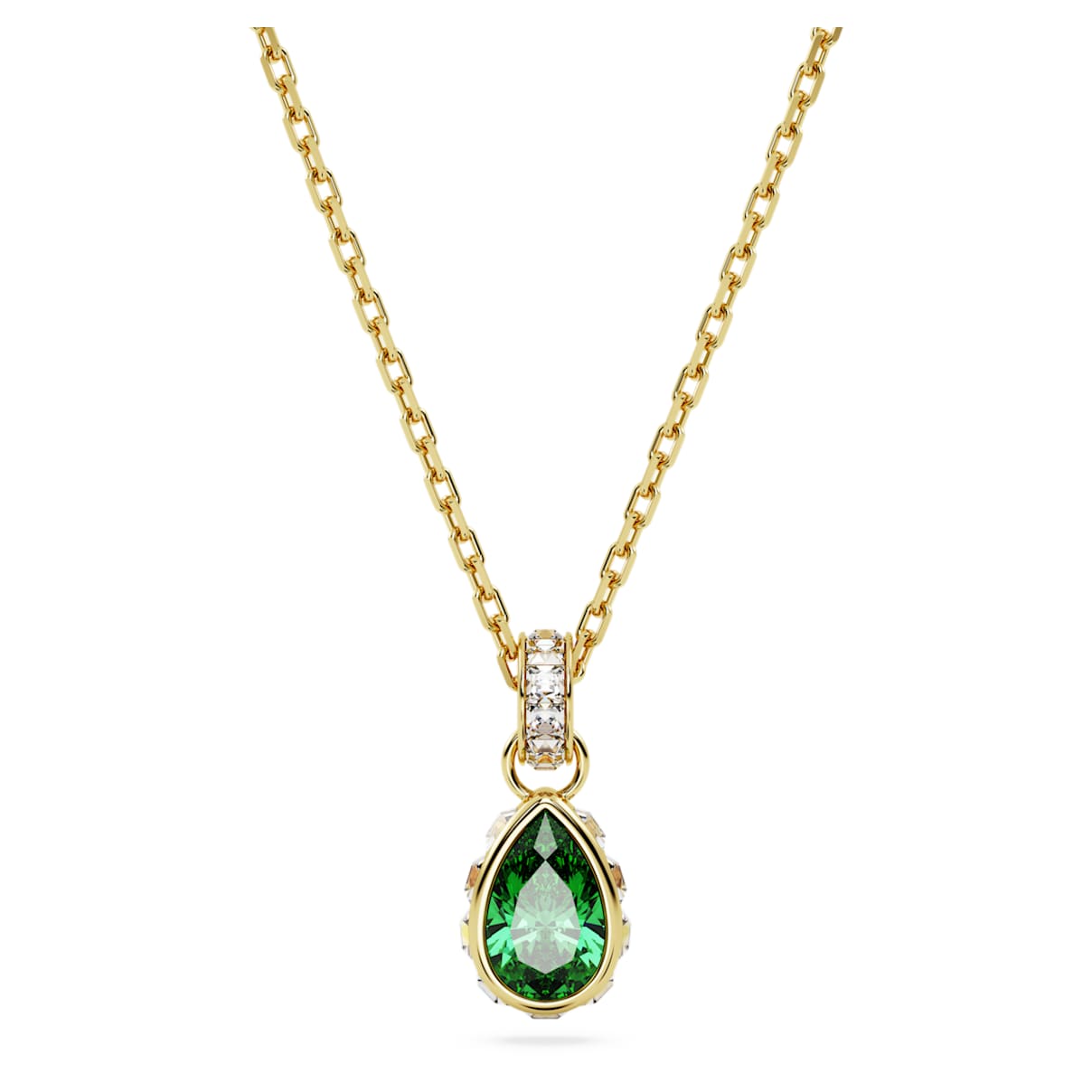 Swarovski Unisex Green Stilla Pendant, Pear Cut, Gold-Tone Plated Small