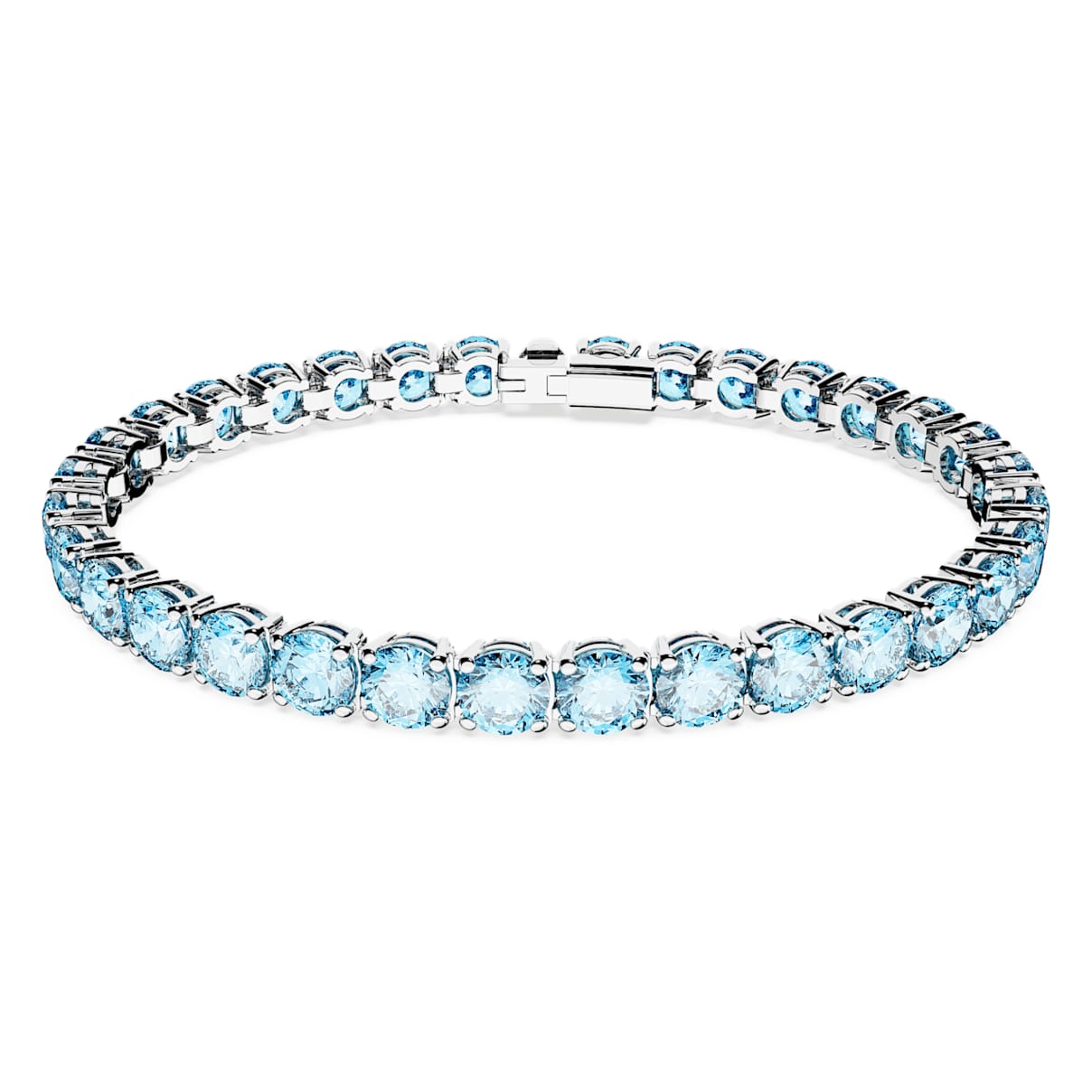 Matrix Tennis bracelet, Round cut, Blue, Rhodium plated