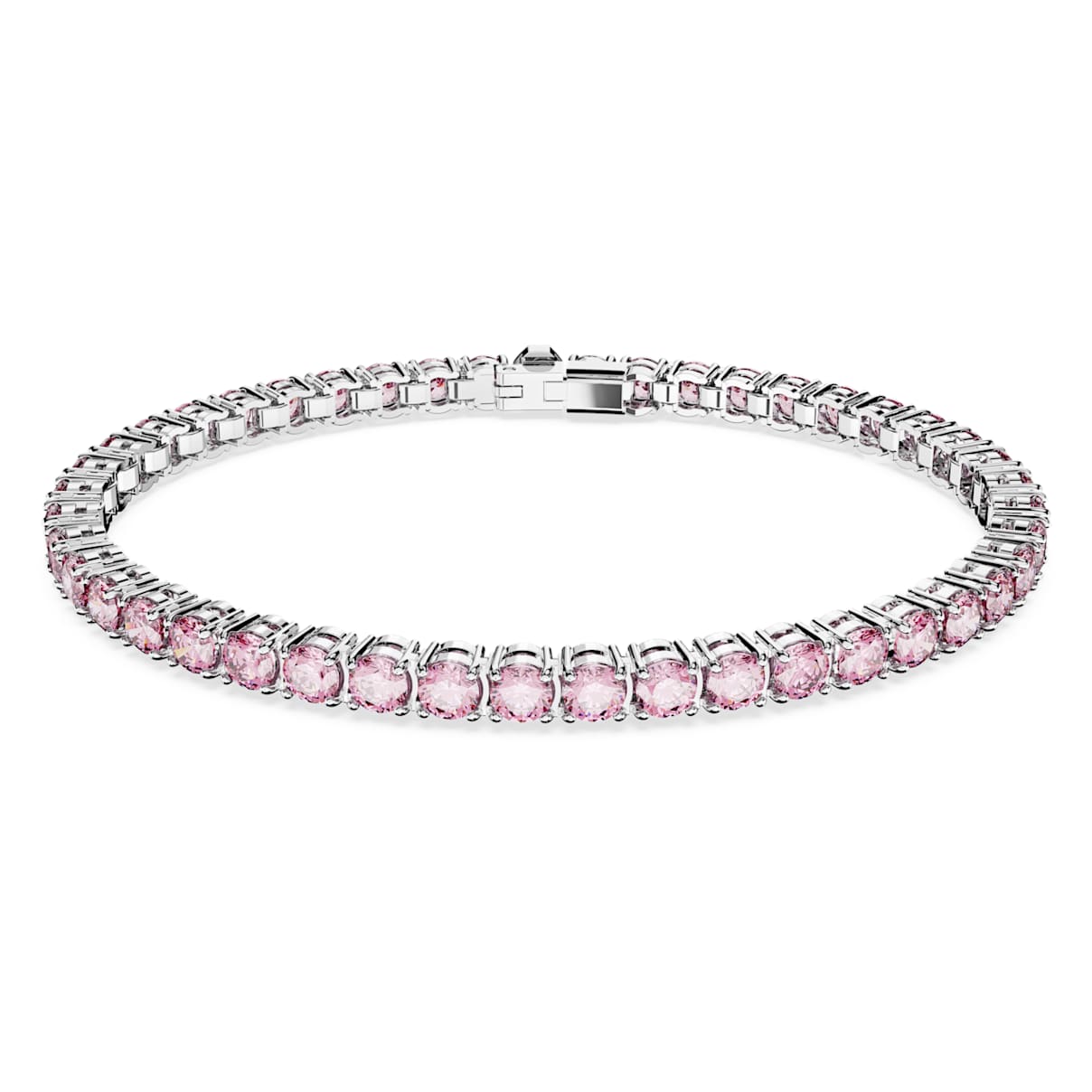 Pulsera Matrix Tennis, Talla redonda, Rosa, Baño de rodio