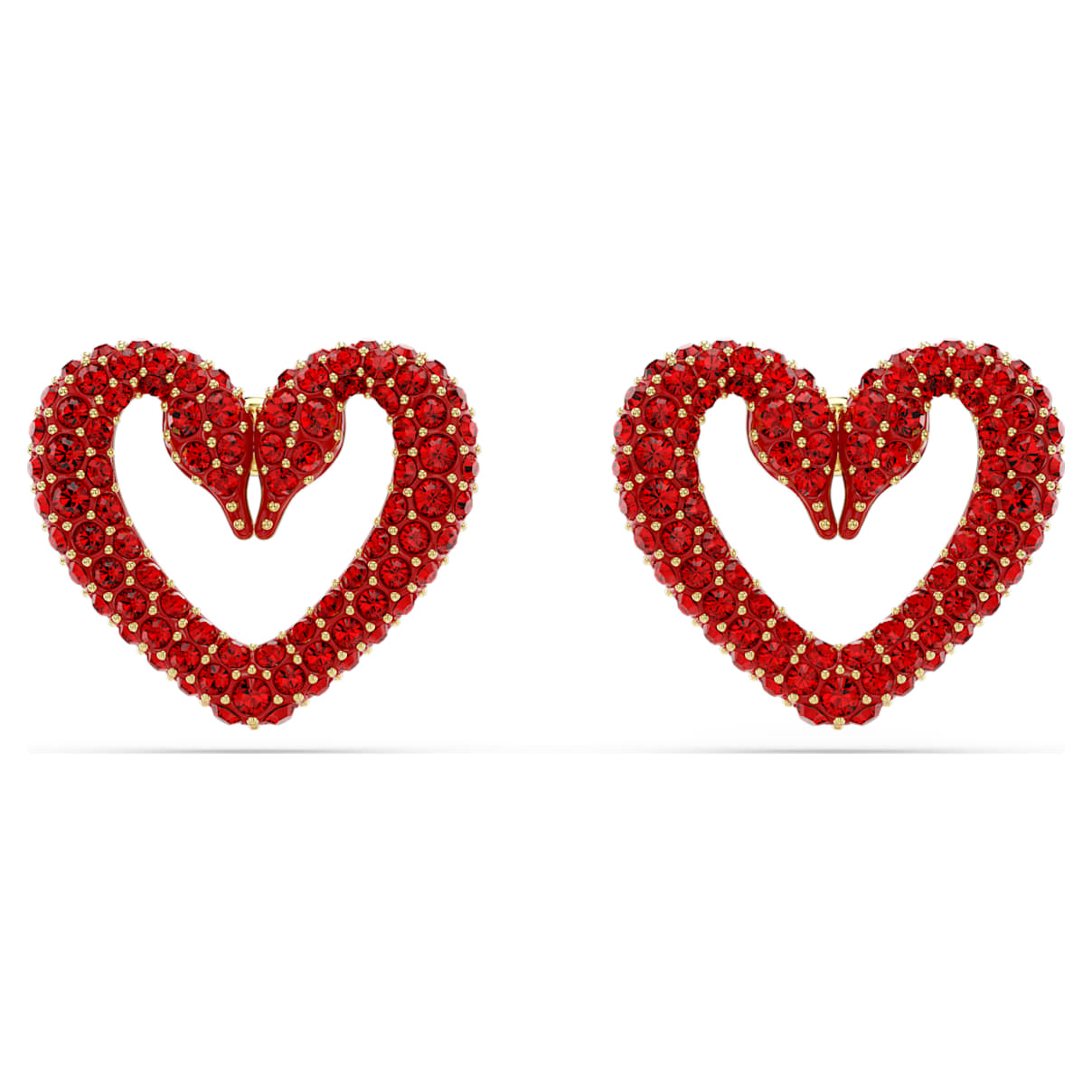 

Swarovski Una スタッドピアス, ハート, 小, レッド, ゴールドトーン・プレーティング