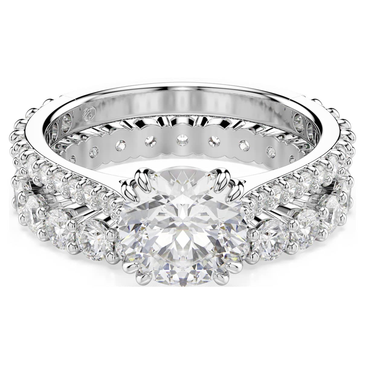 Stilla ring, Set (2), Round cut, White, Rhodium plated