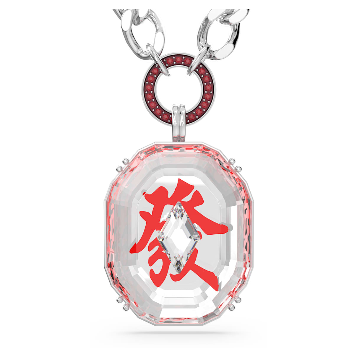 Alea necklace, Red, Rhodium plated