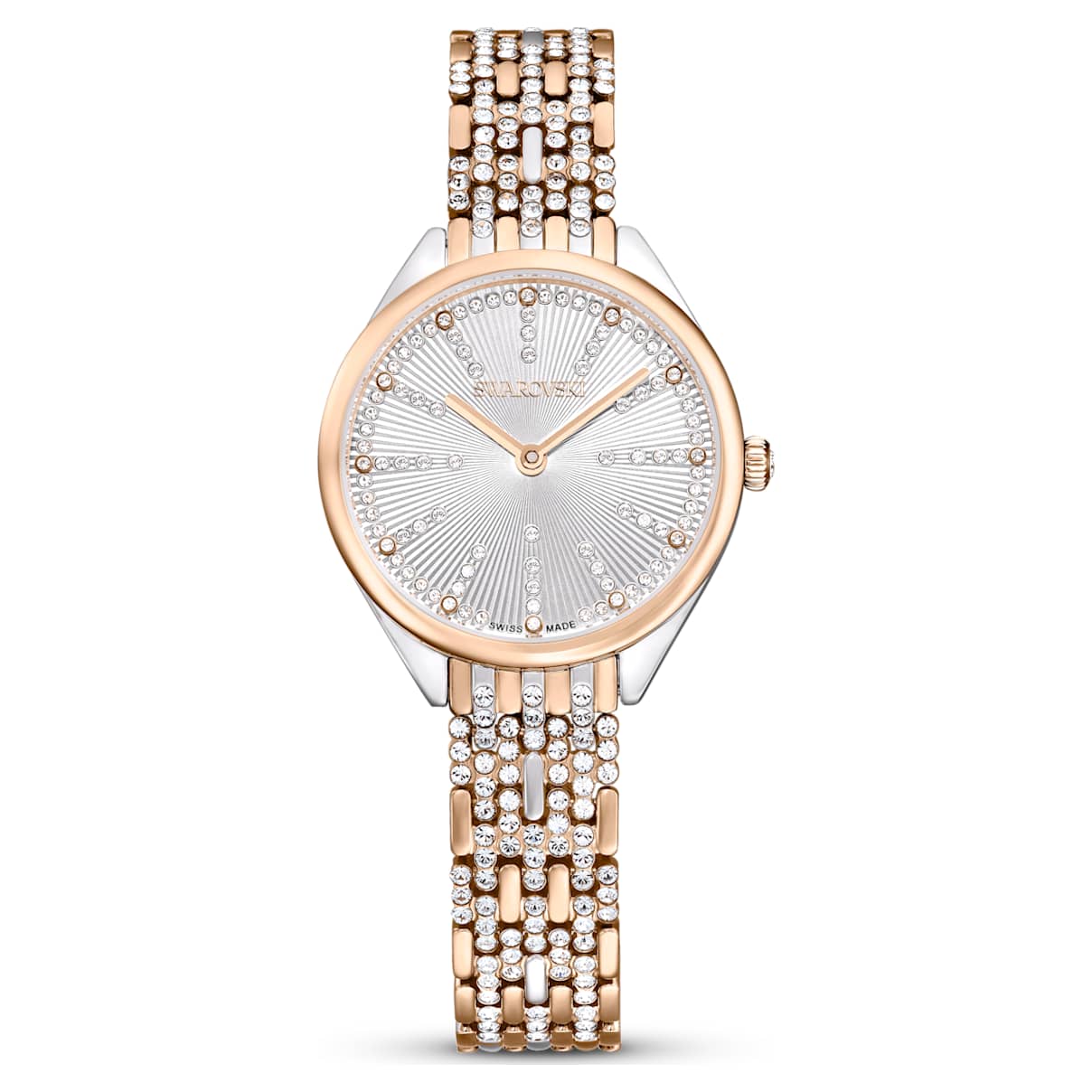 

Attract watch, Swiss Made, Pavé, Crystal bracelet, Rose gold tone, Mixed metal finish