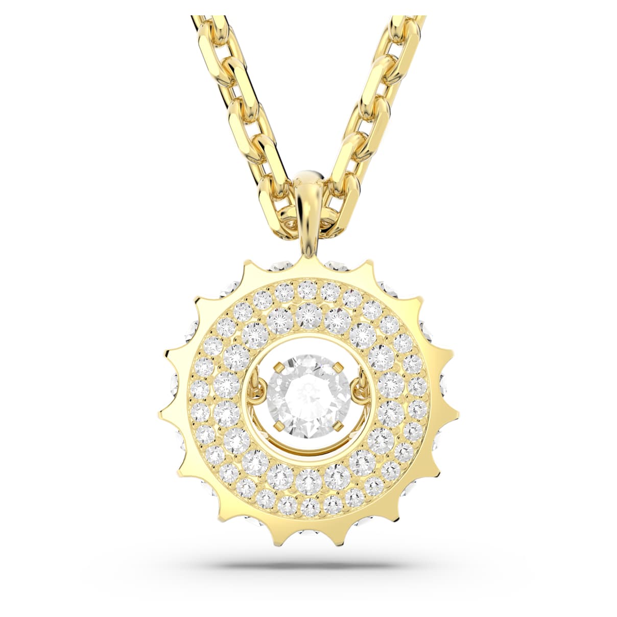 

Dextera pendant, Mixed round cuts, White, Gold-tone plated