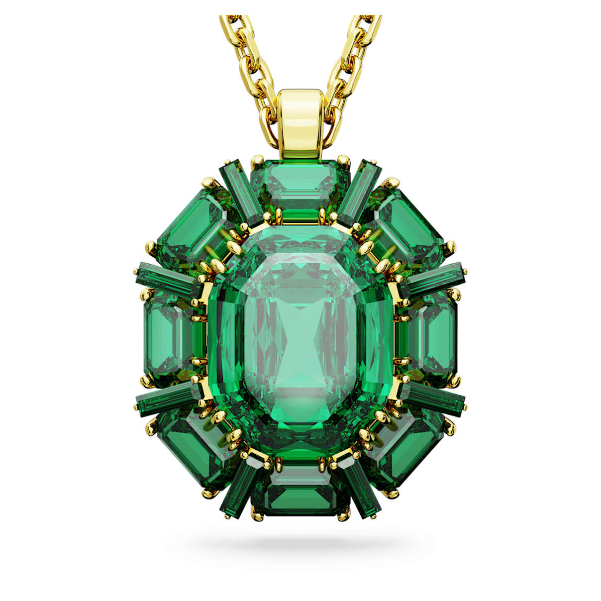 

Millenia pendant, Mixed cuts, Green, Gold-tone plated