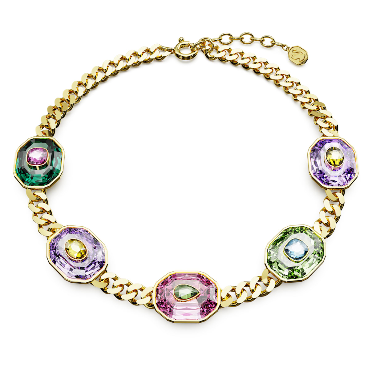 

Chroma choker, Mixed cuts, Multicolored, Gold-tone plated