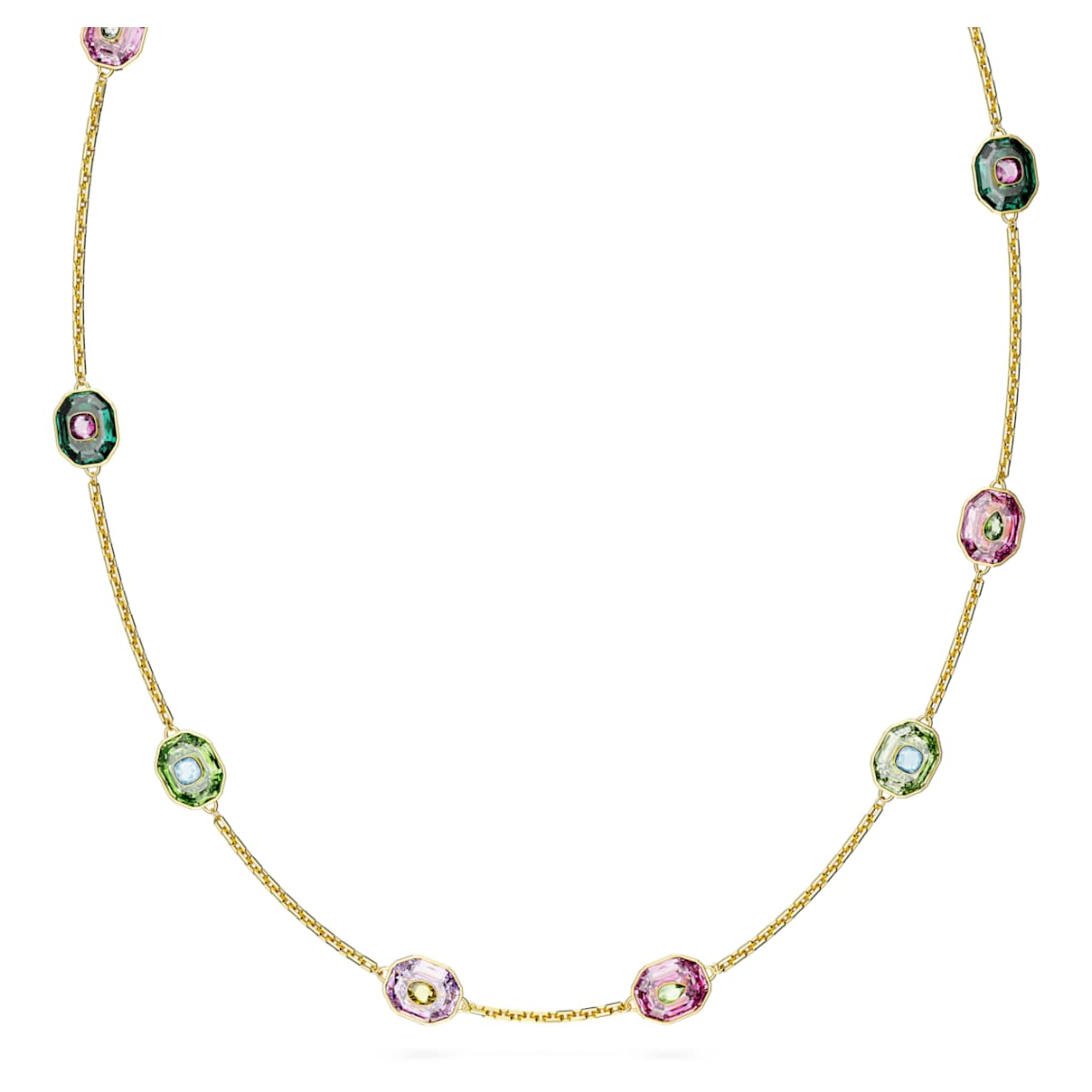 

Chroma necklace, Octagon cut, Multicolored, Gold-tone plated