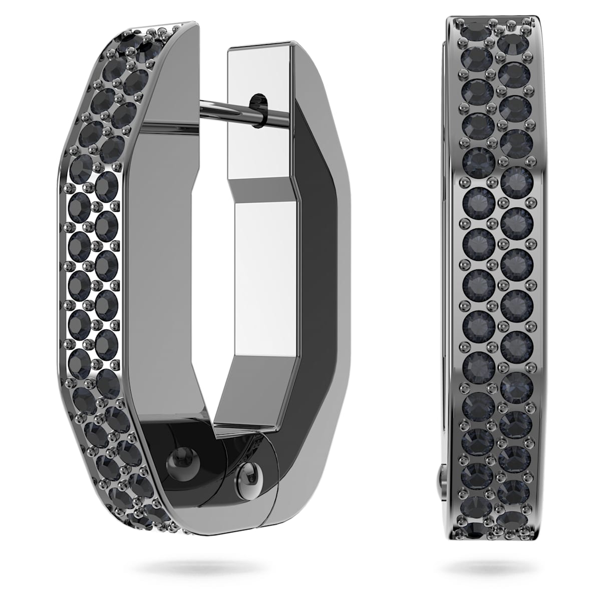 

Dextera hoop earrings, Octagon shape, Small, Black, Ruthenium plated