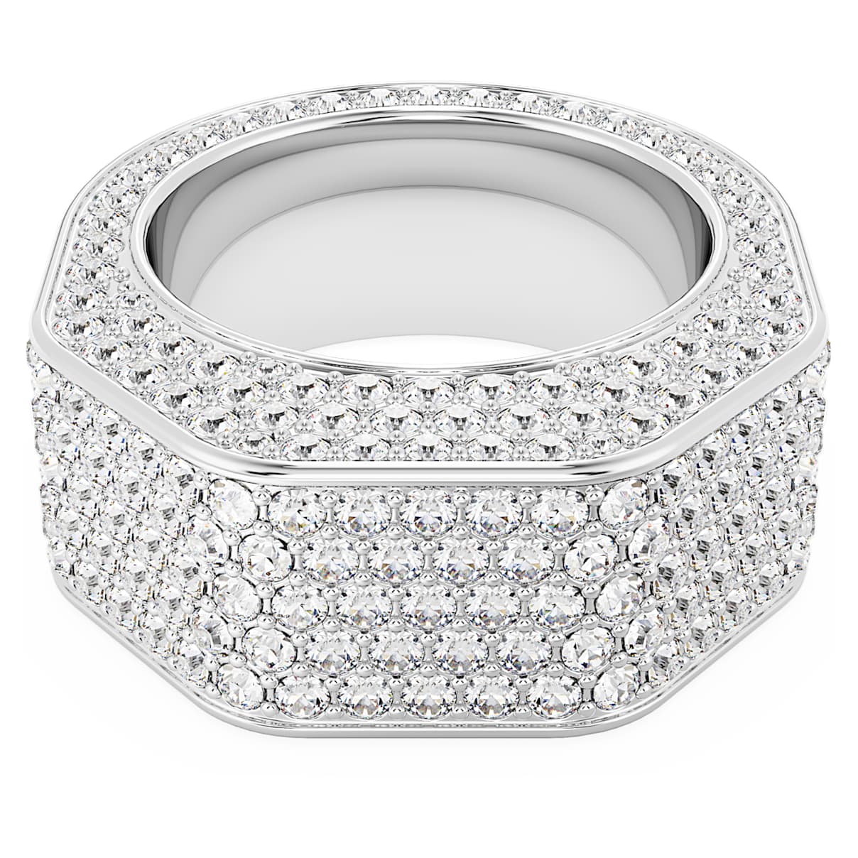 

Dextera cocktail ring, Octagon shape, Pavé, White, Rhodium plated