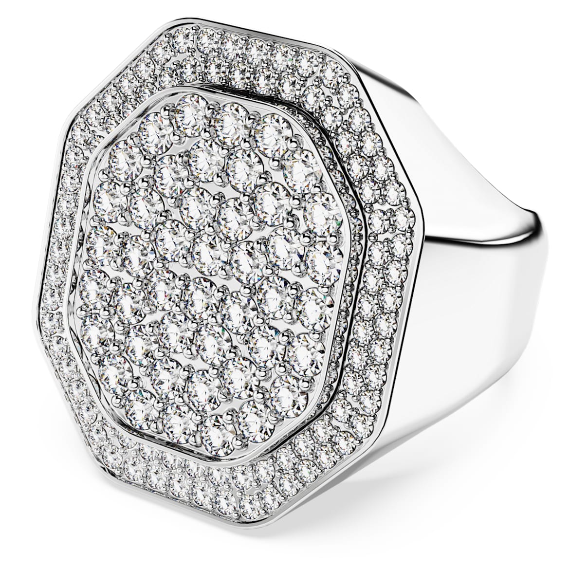 

Dextera cocktail ring, Octagon shape, White, Rhodium plated