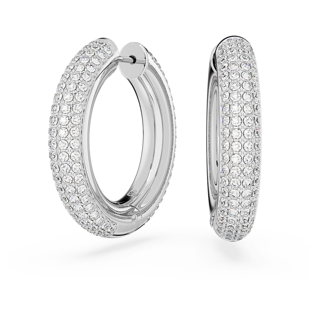 

Dextera hoop earrings, Medium, White, Rhodium plated