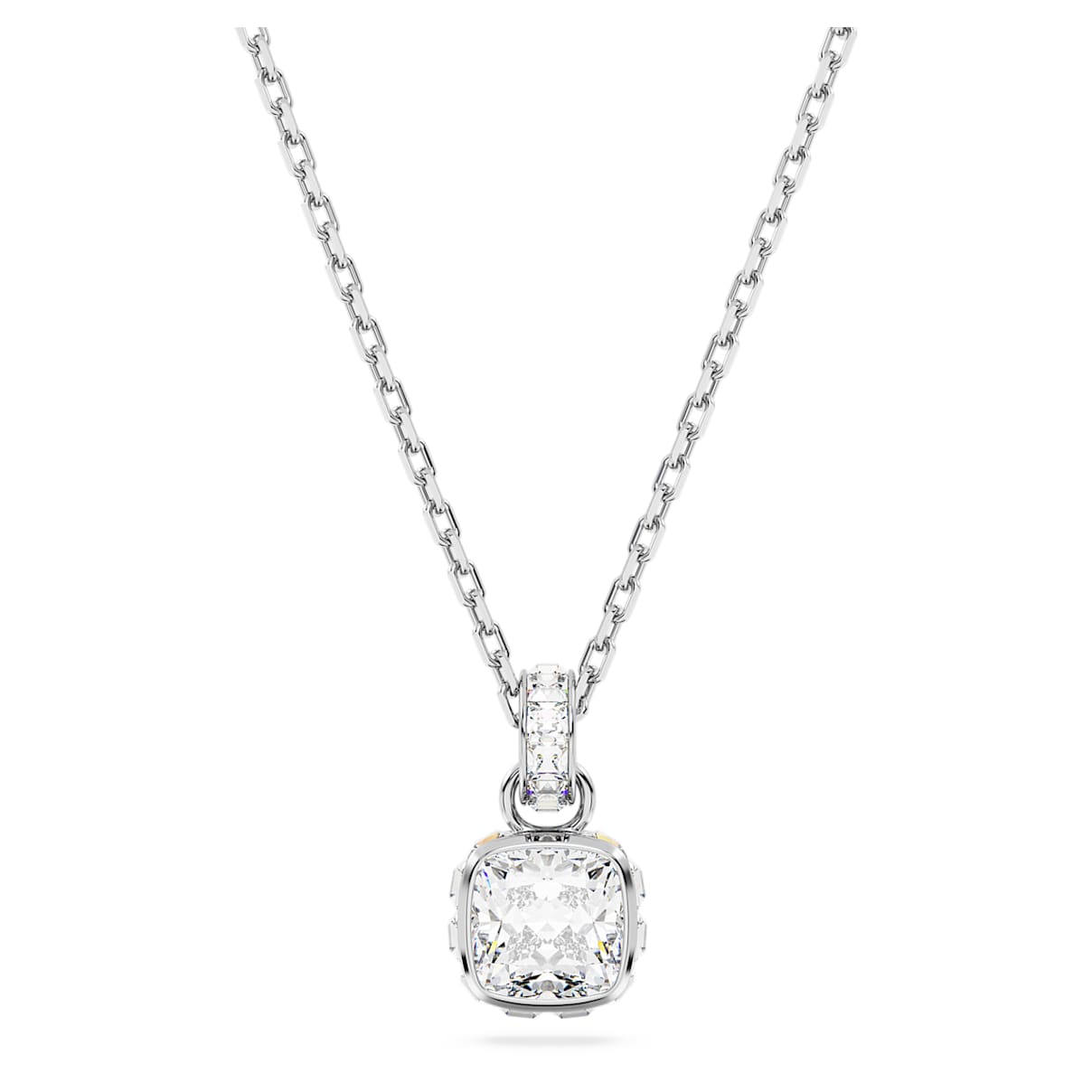 

Birthstone pendant, Square cut, April, White, Rhodium plated