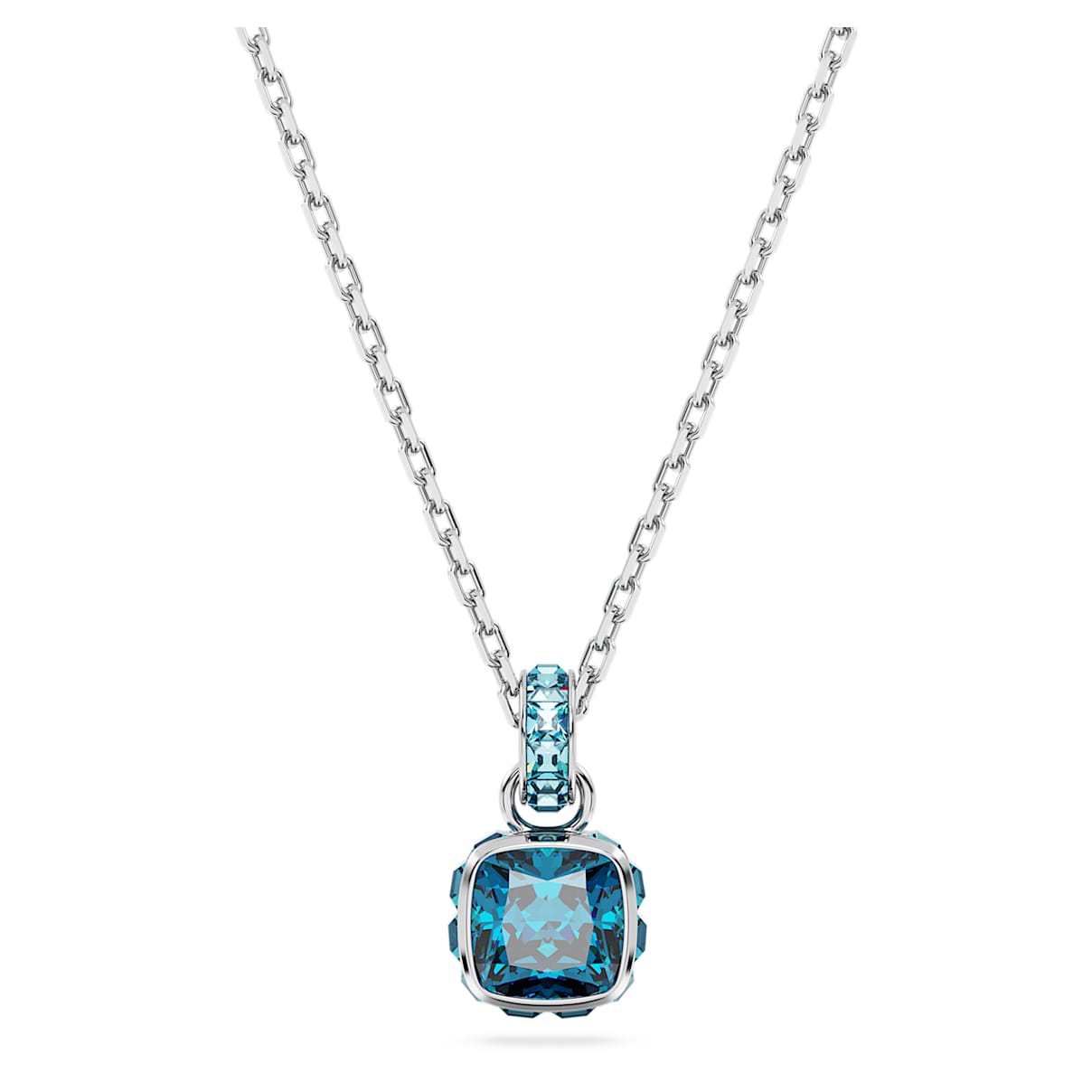 

Birthstone pendant, Square cut, December, Blue, Rhodium plated