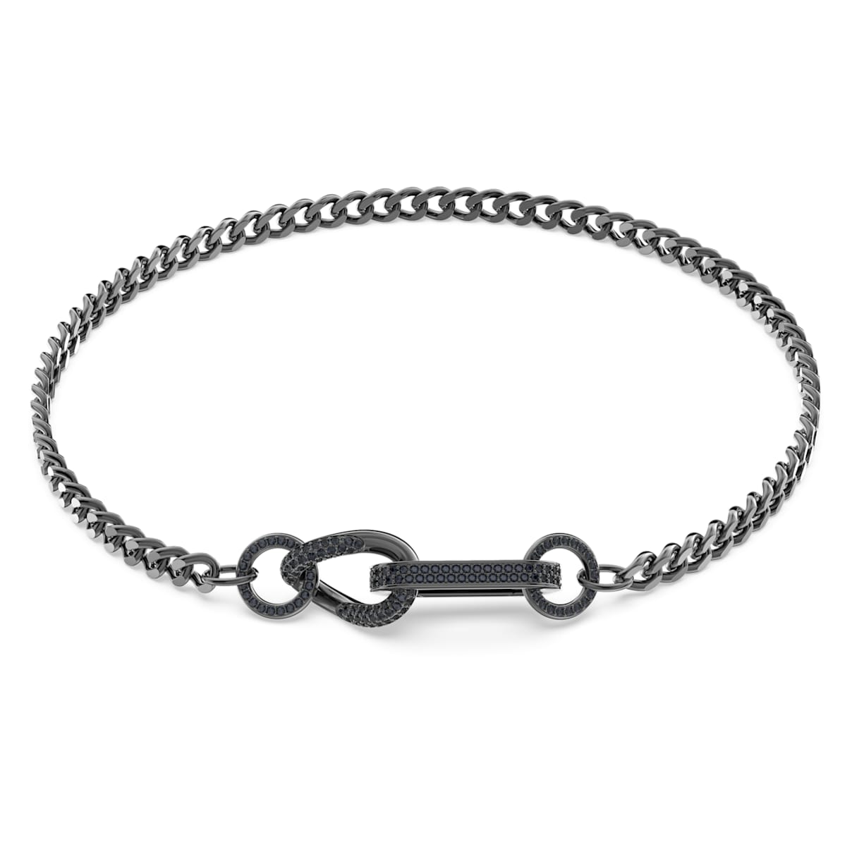 

Dextera necklace, Pavé, Mixed links, Black, Ruthenium plated