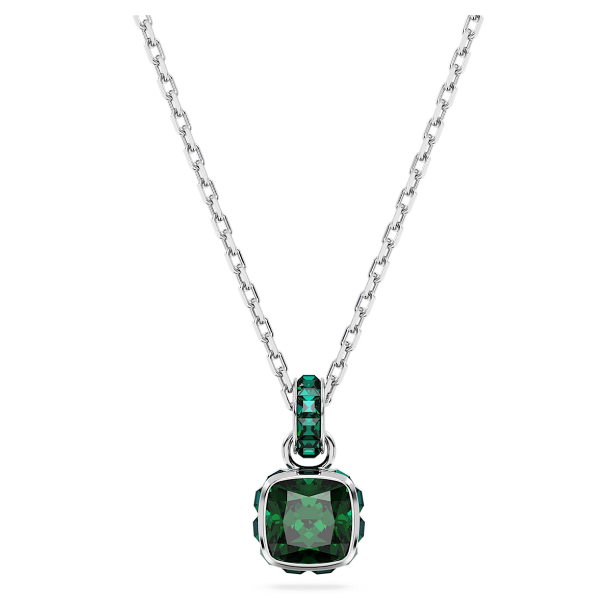 

Birthstone pendant, Square cut, May, Green, Rhodium plated