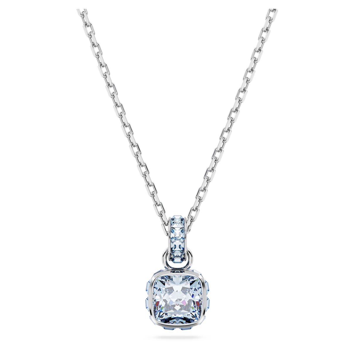 

Birthstone pendant, Square cut, March, Blue, Rhodium plated