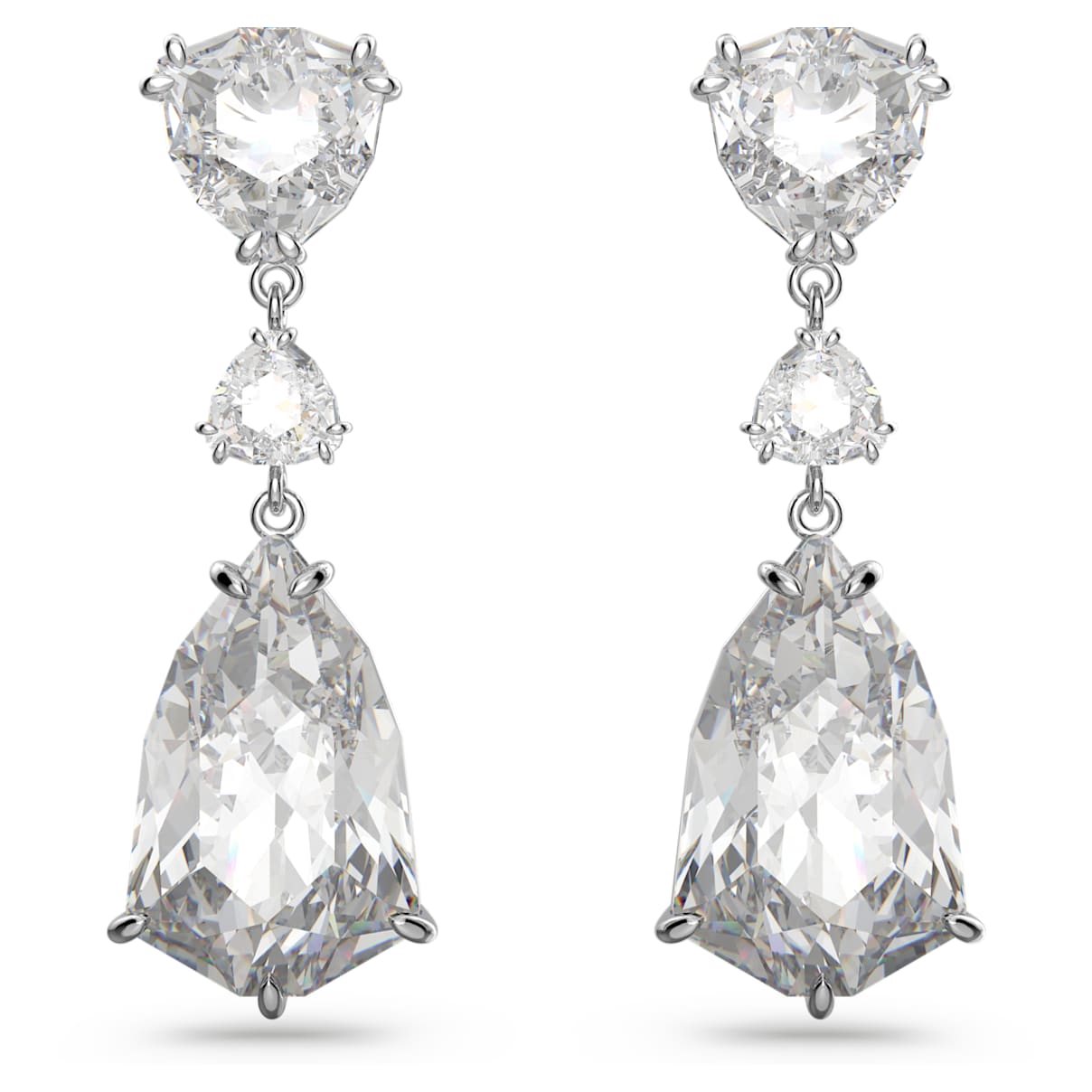 

Mesmera drop earrings, Mixed cuts, White, Rhodium plated