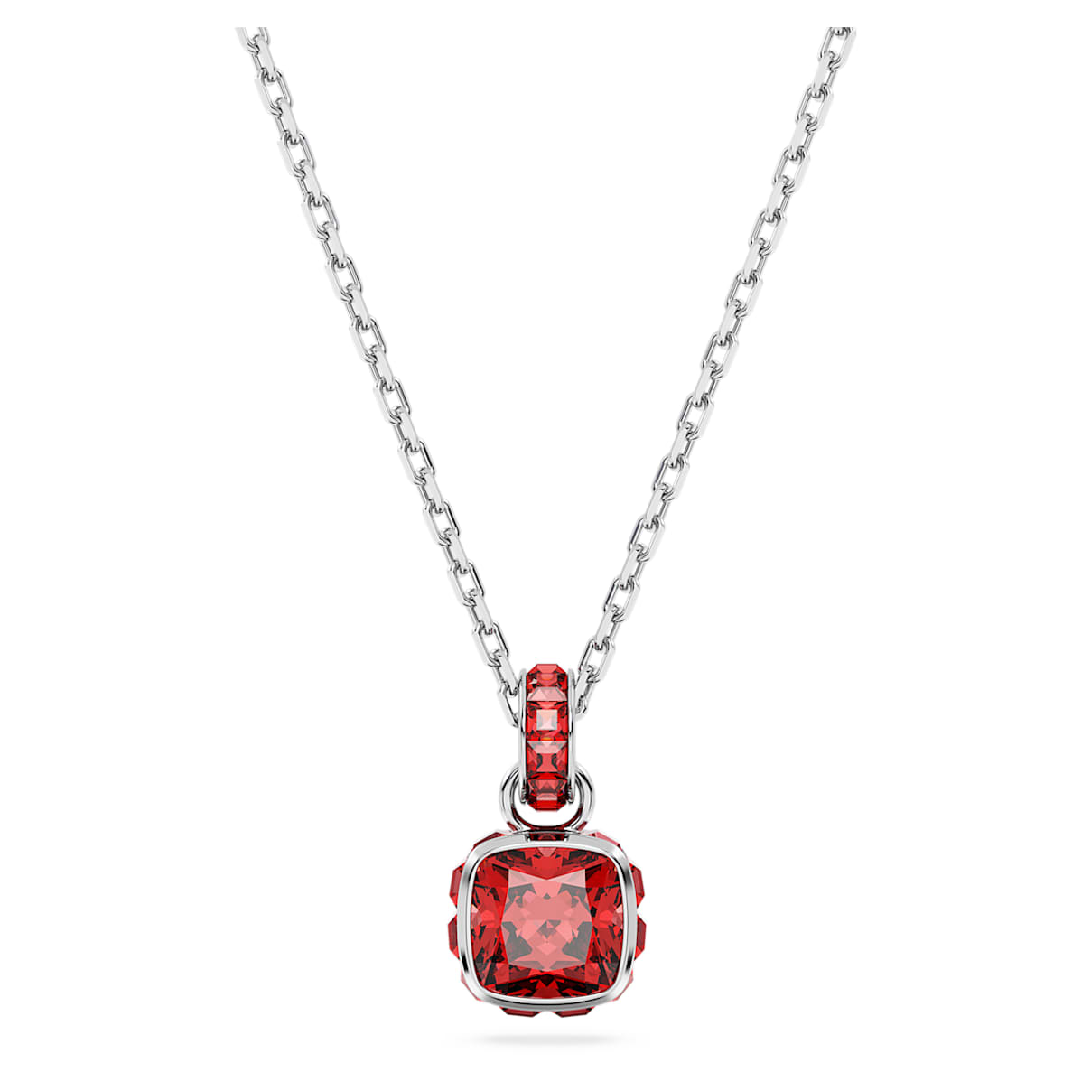 

Birthstone pendant, Square cut, July, Red, Rhodium plated