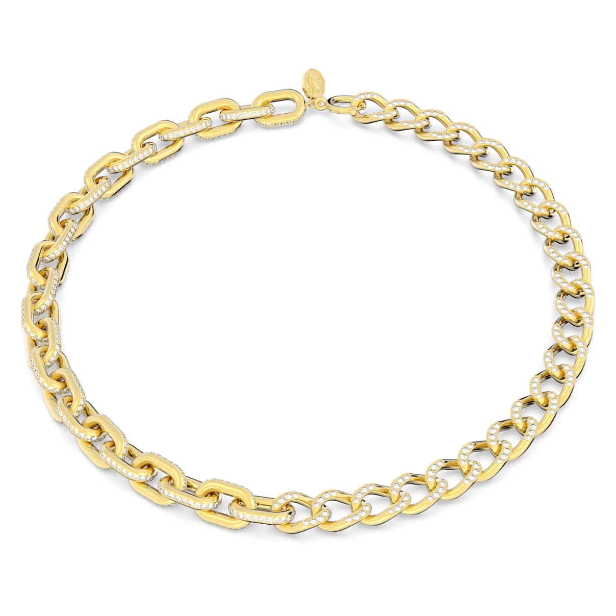 

Dextera necklace, Mixed links, White, Gold-tone plated