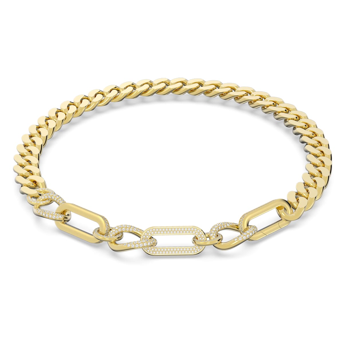

Dextera necklace, Statement, Mixed links, White, Gold-tone plated