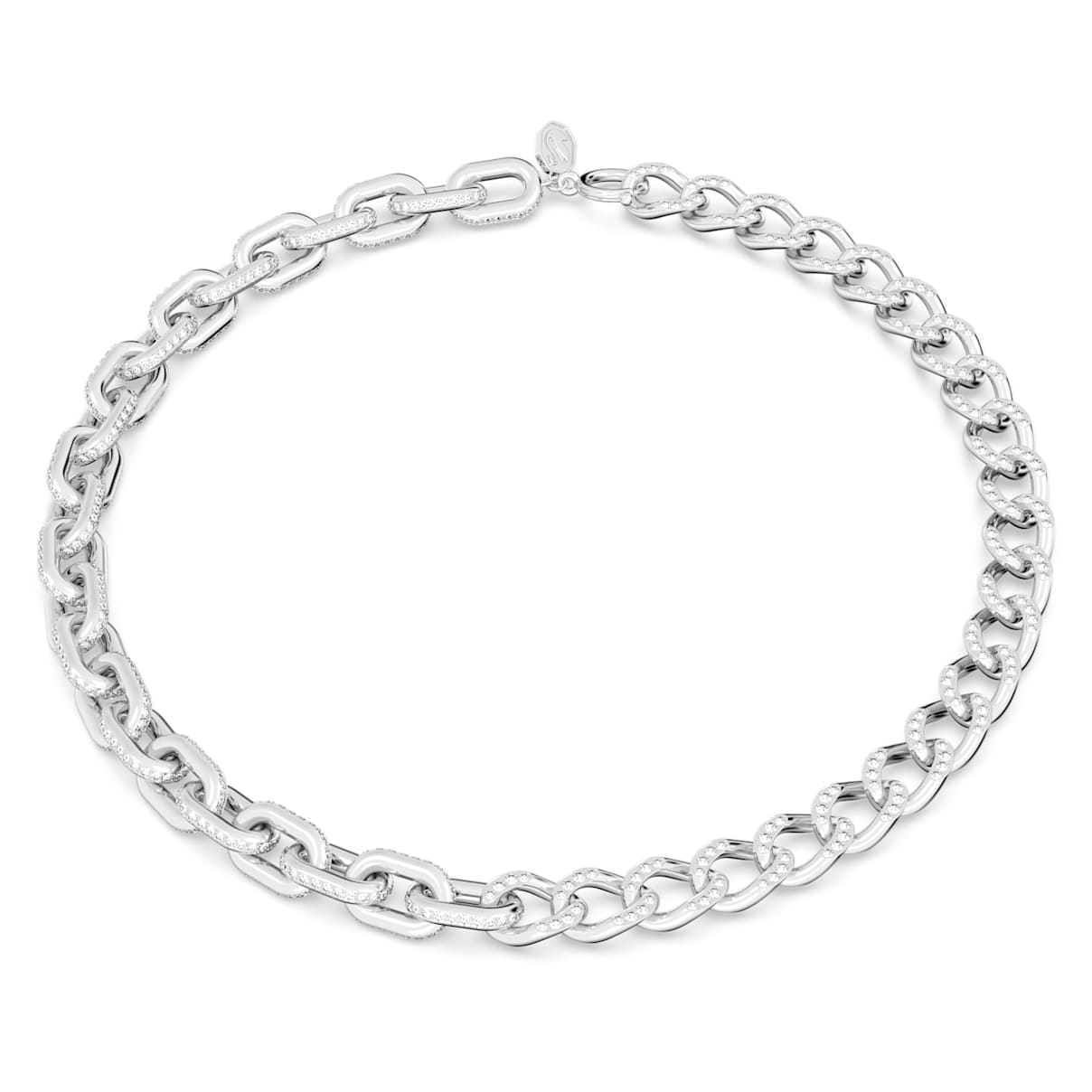

Collar Dextera, Mezcla de eslabones, Blanco, Baño de rodio