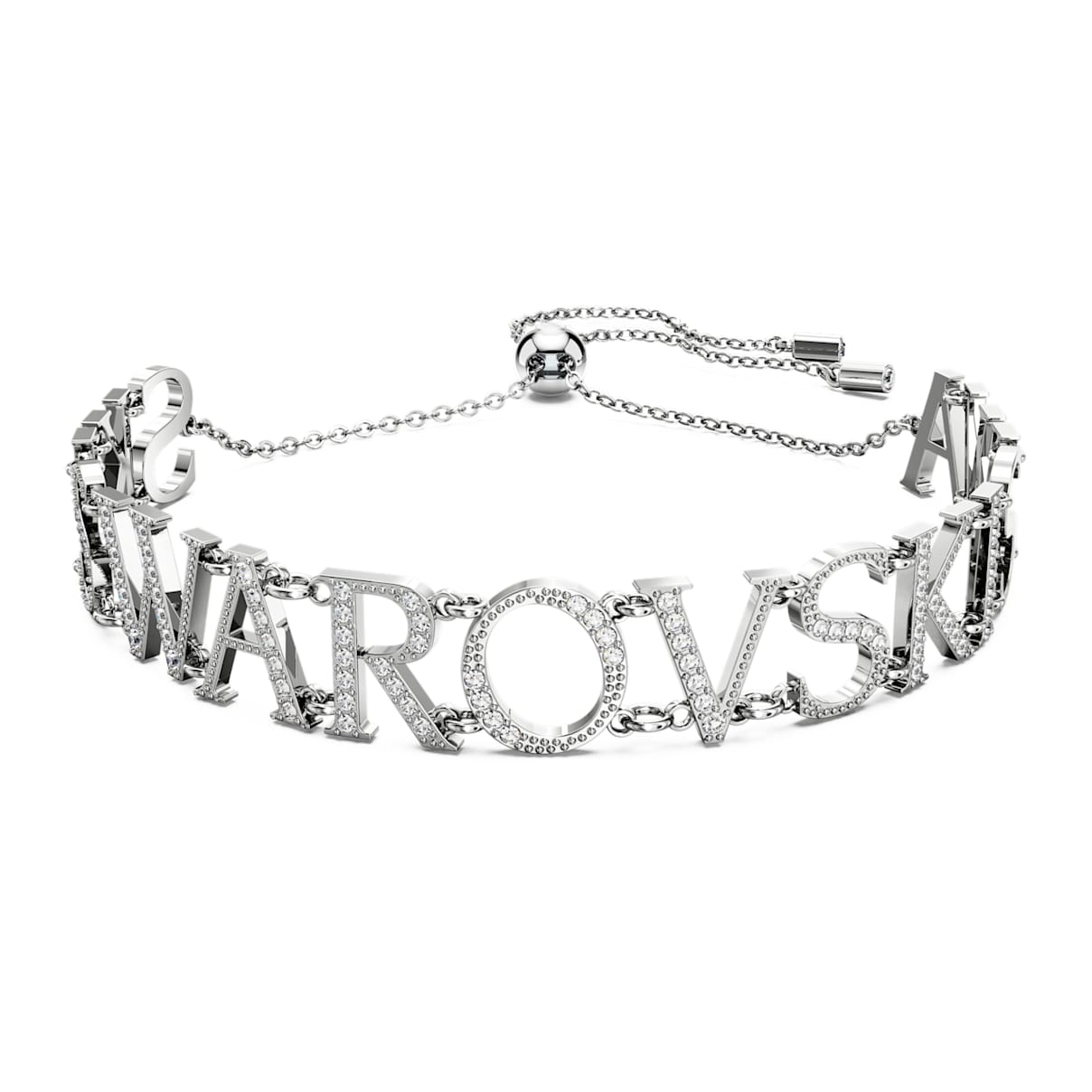 

Wordmark bracelet, Swarovski, White, Rhodium plated
