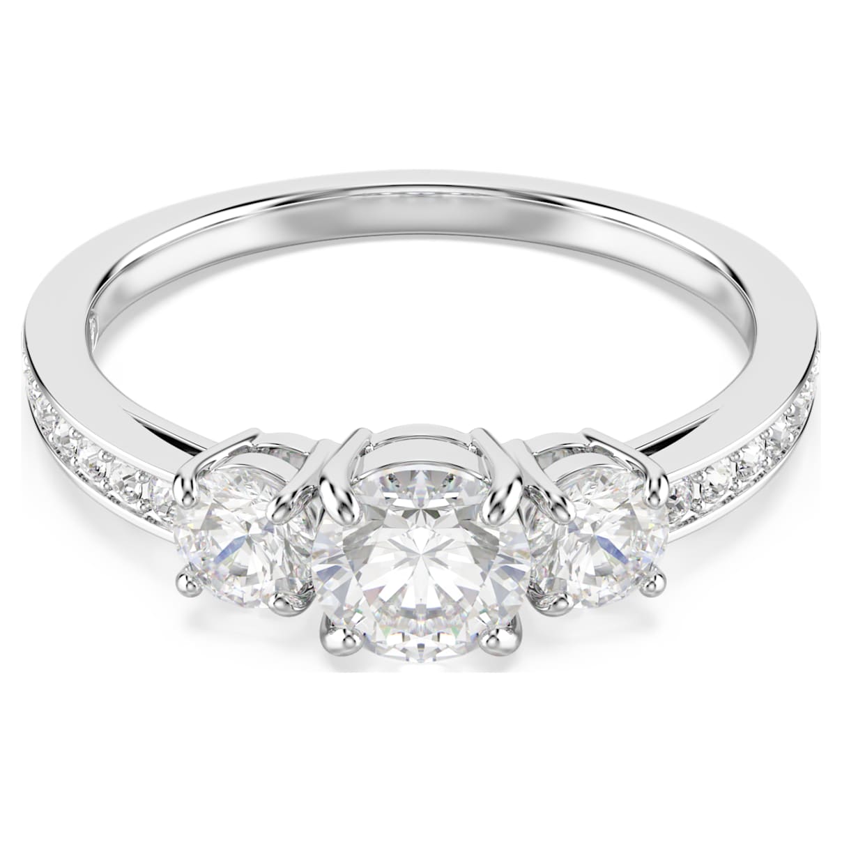 

Stilla Attract ring, Round cut, White, Silver-tone finish