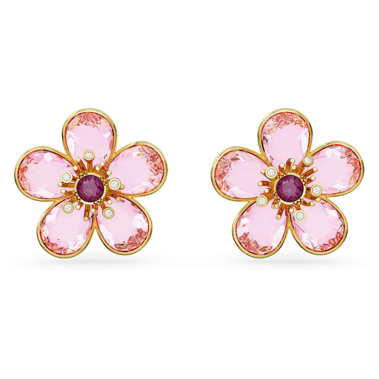 Shop Swarovski Florere Stud Earrings In Pink