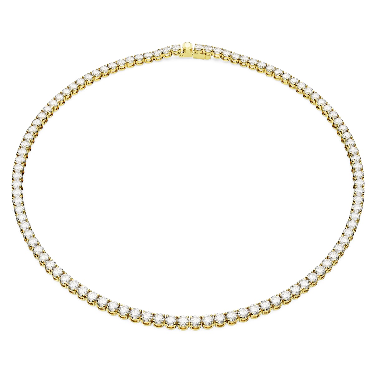 

Matrix Tennis necklace, Round cut, Small, White, Gold-tone plated