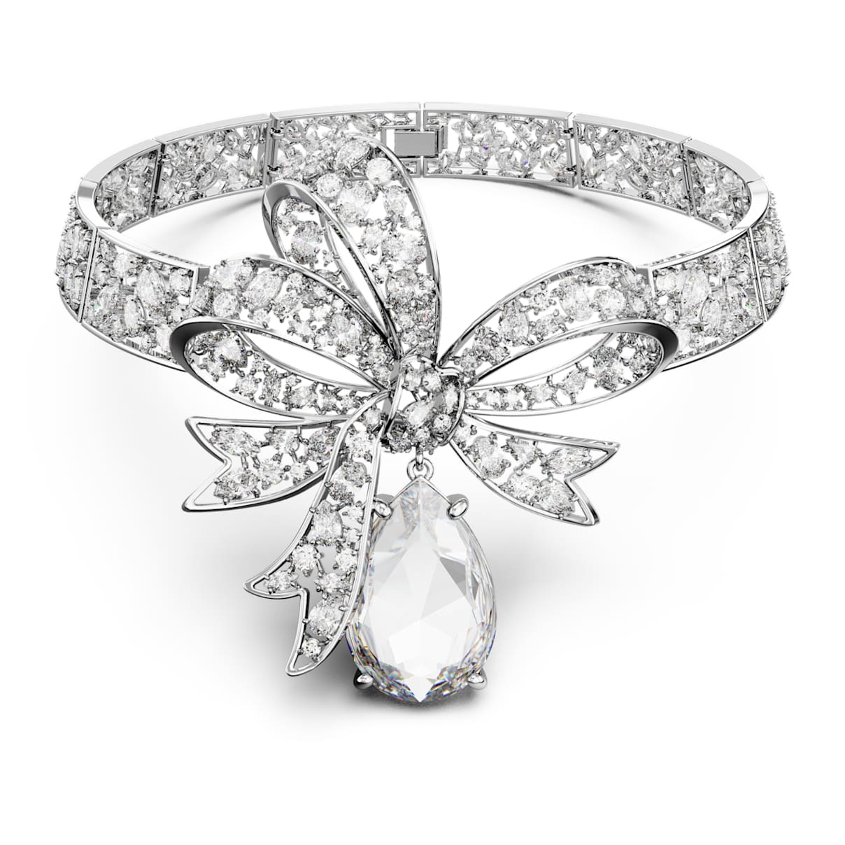

Hyperbola choker, Bow, White, Rhodium plated