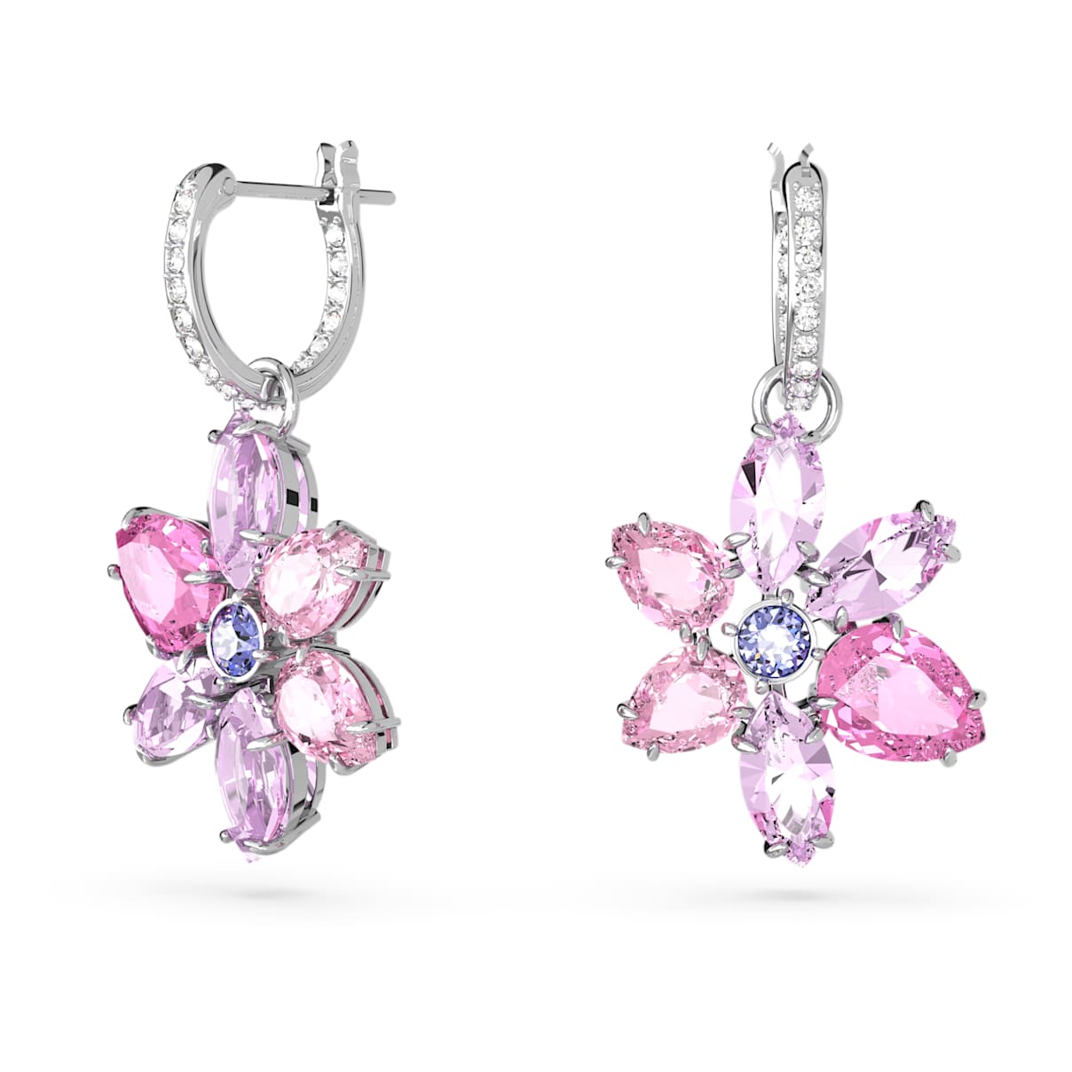 

Gema Drop-Ohrhänger, Verschiedene Schliffe, Blume, Rosa, Rhodiniert