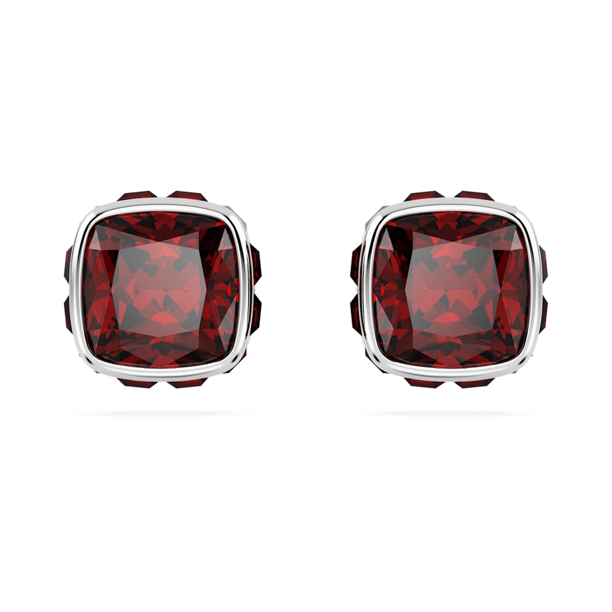 

Birthstone Ohrstecker, Kissenschliff, Januar, Rot, Rhodiniert