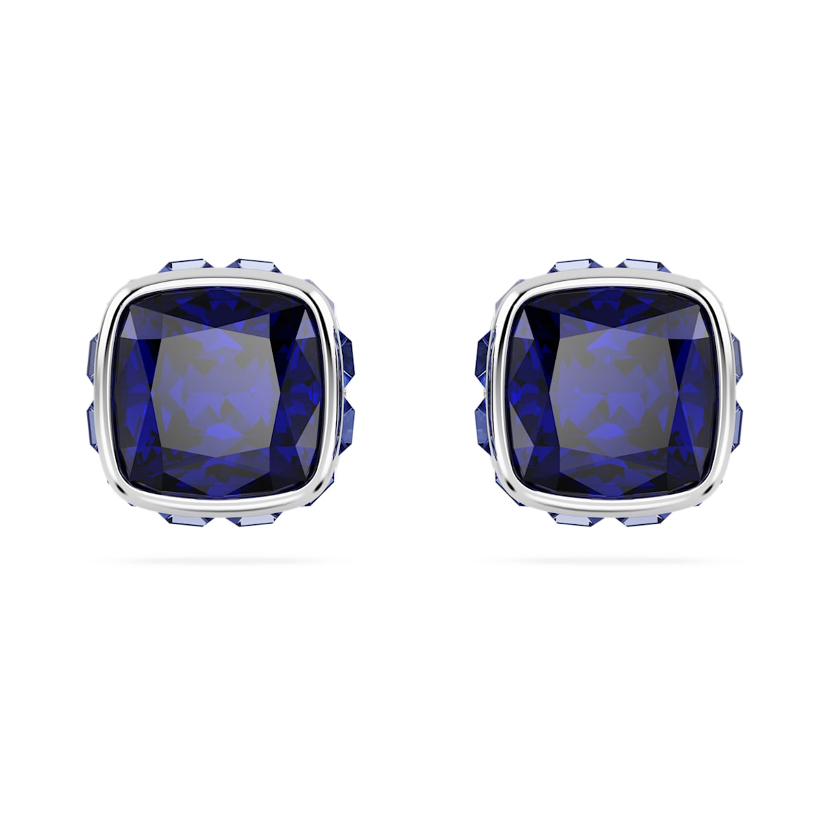 

Birthstone stud earrings, Square cut, September, Blue, Rhodium plated