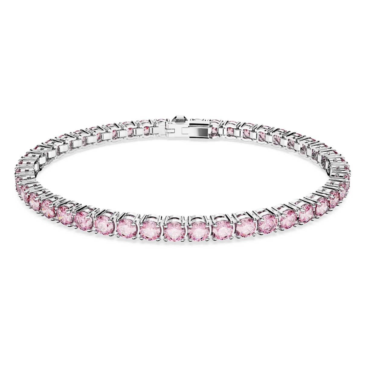 

Matrix Tennis bracelet, Round cut, Pink, Rhodium plated