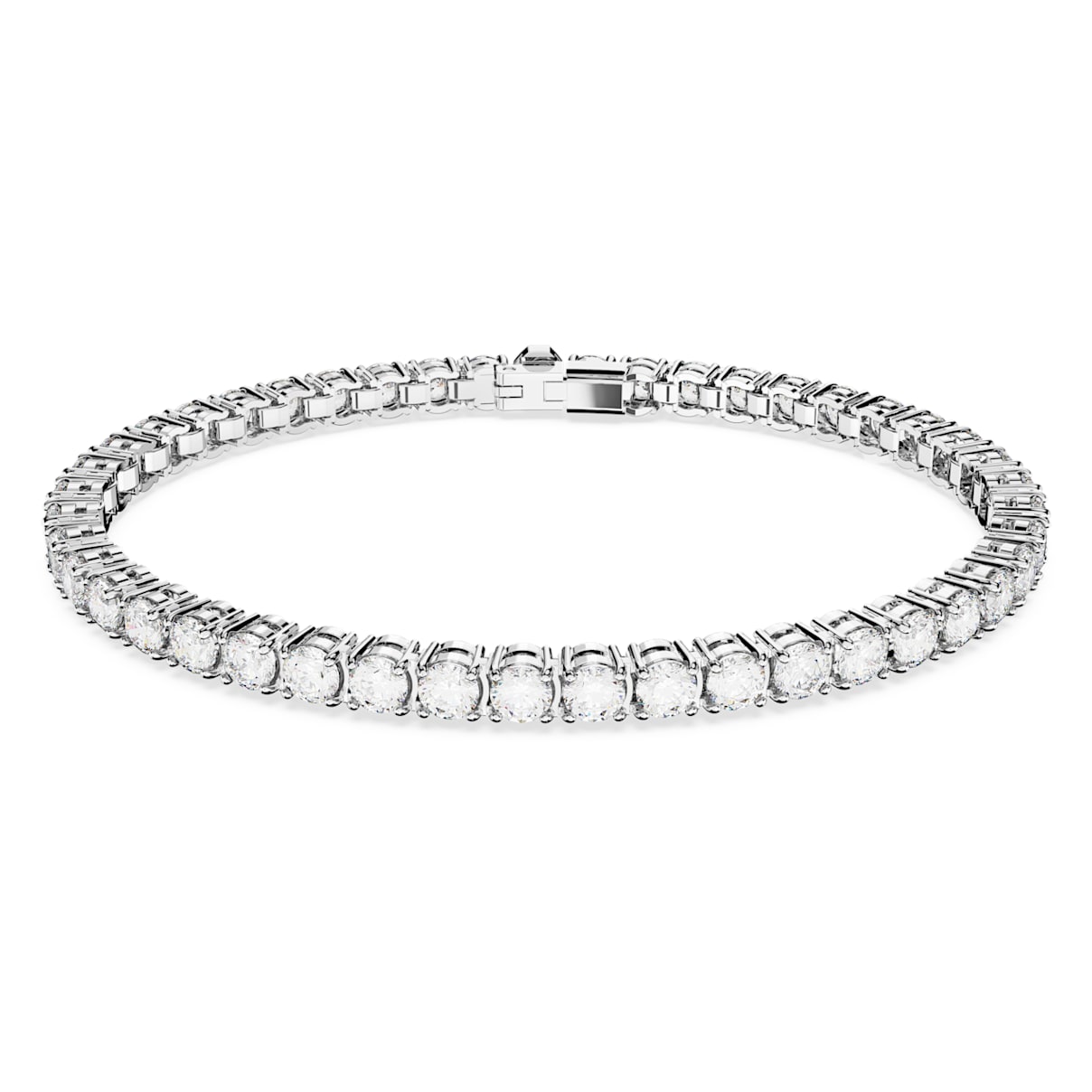 Pulsera Matrix Tennis, Talla redonda, Blanca, Baño de rodio