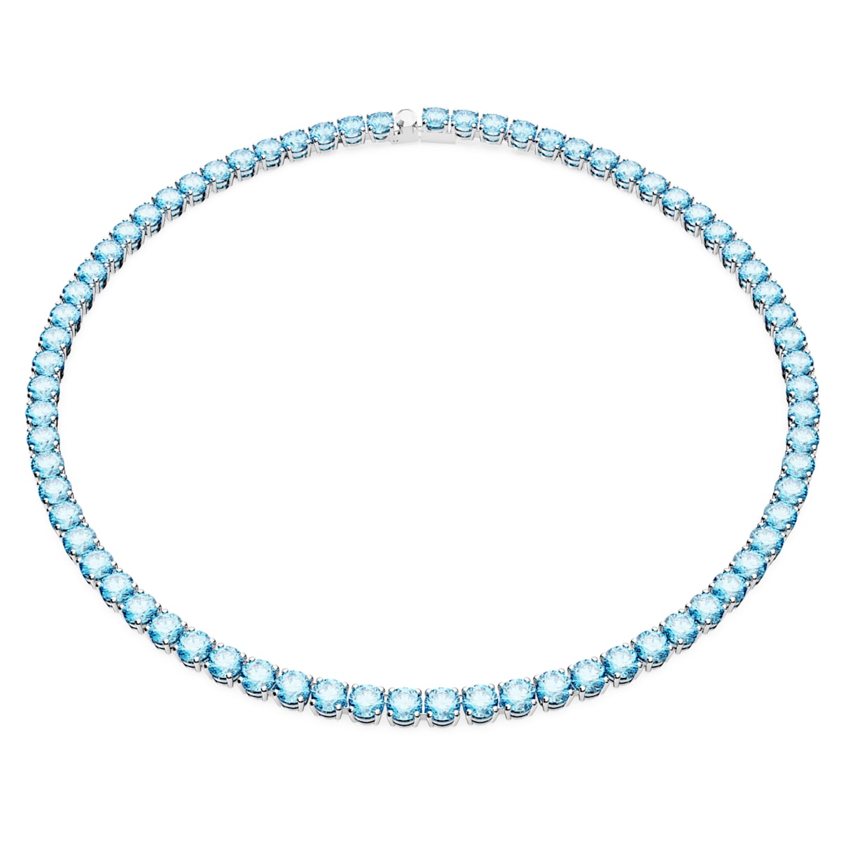 

Matrix Tennis necklace, Round cut, Medium, Blue, Rhodium plated