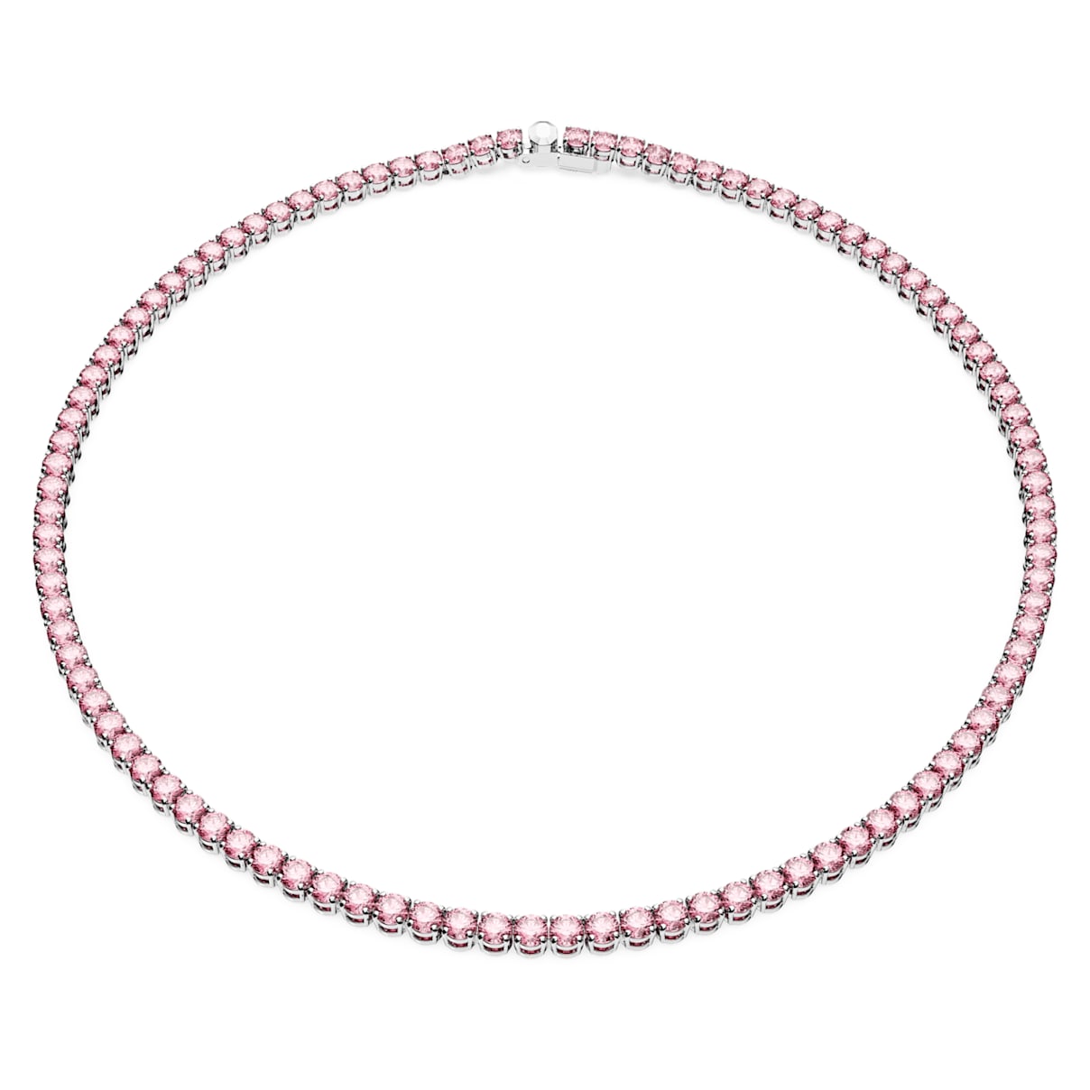 

Matrix Tennis necklace, Round cut, Small, Pink, Rhodium plated
