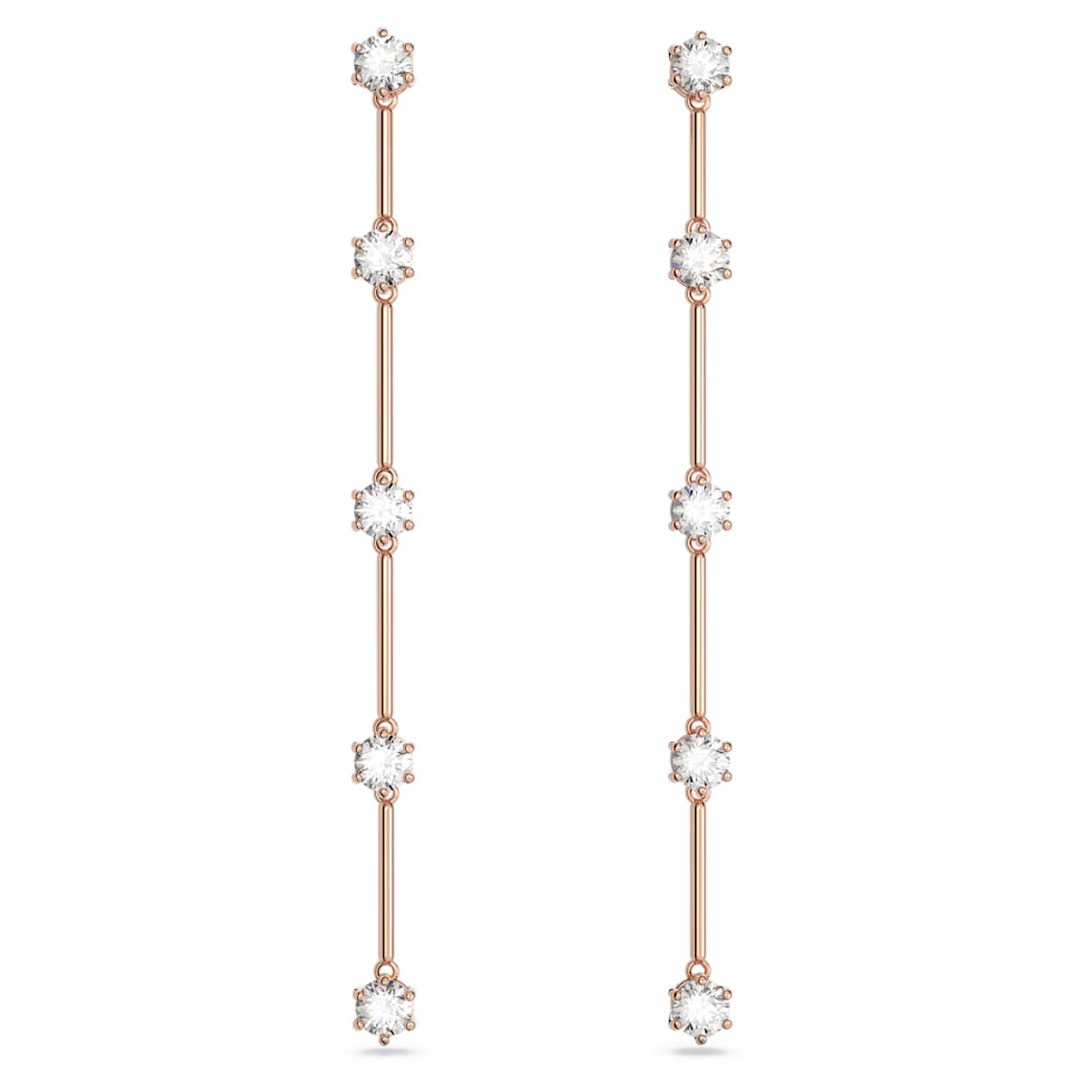 

Constella drop earrings, Round cut, White, Rose gold-tone plated