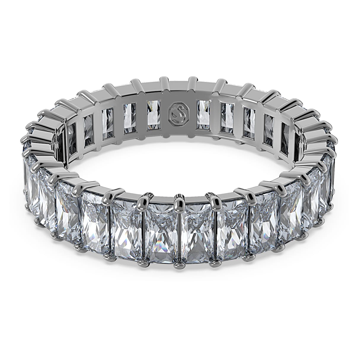 Matrix ring, Baguette cut, Gray, Ruthenium plated
